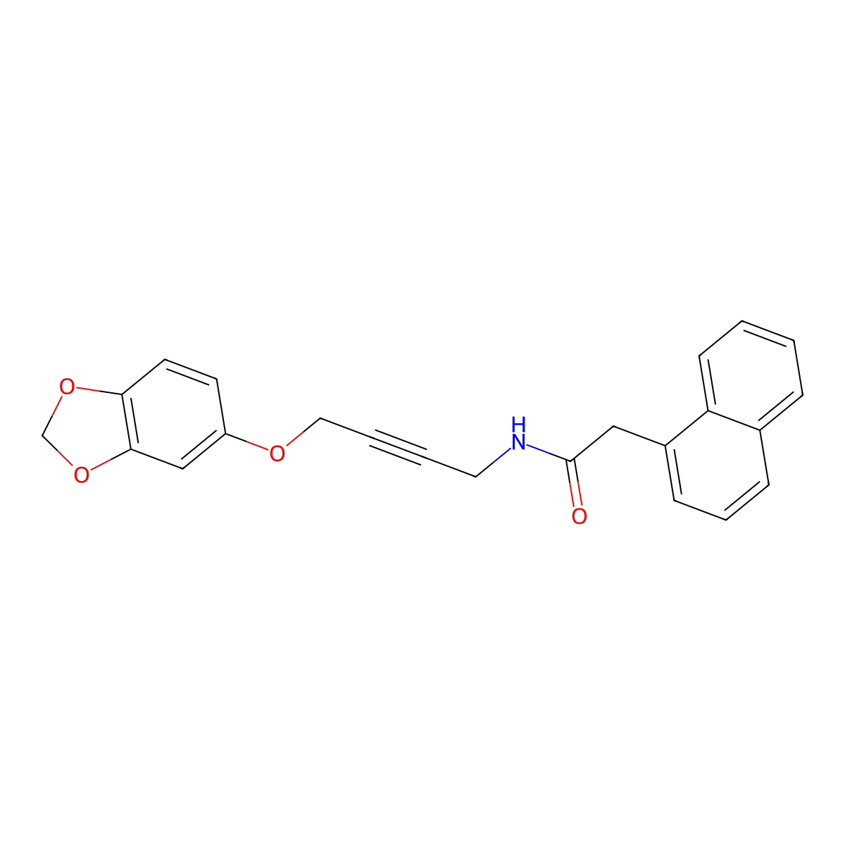 N-(4-(benzo[d][1,3]dioxol-5-yloxy)but-2-yn-1-yl)-2-(naphthalen-1-yl)acetamide molecular structure, CAS 1428364-76-4