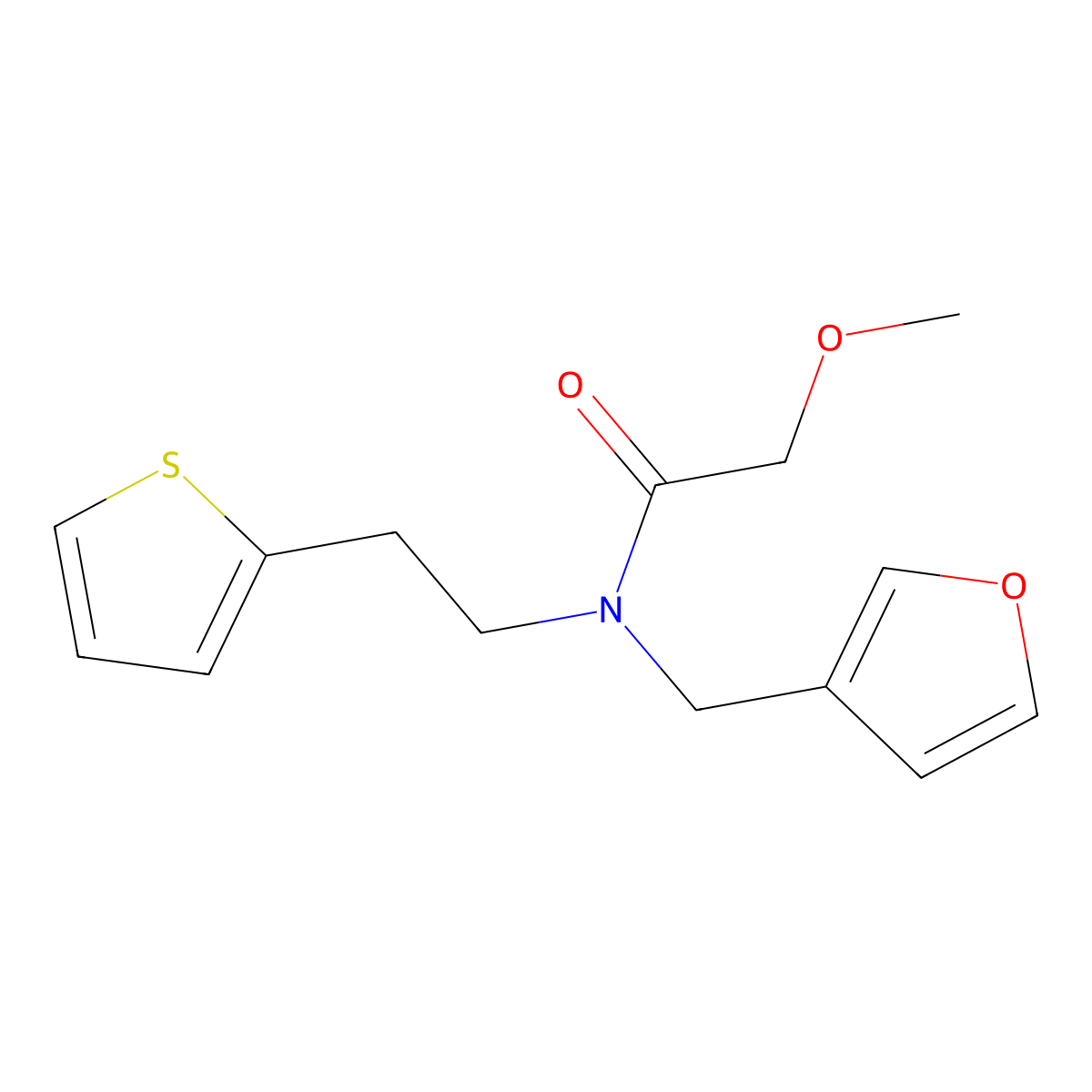 N-(furan-3-ylmethyl)-2-methoxy-N-(2-(thiophen-2-yl)ethyl)acetamide molecular structure, CAS 1428364-85-5