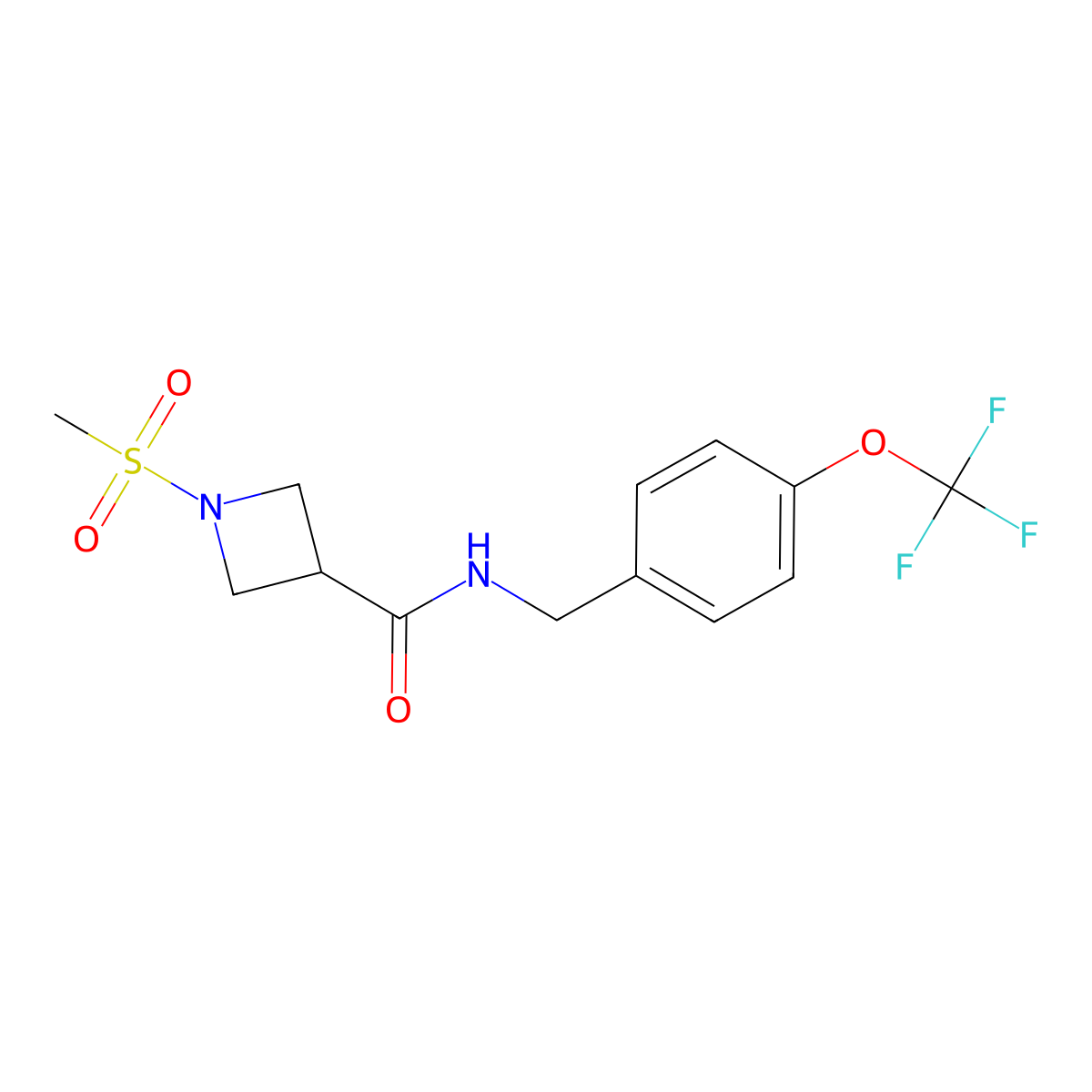 1-(methylsulfonyl)-N-(4-(trifluoromethoxy)benzyl)azetidine-3-carboxamide molecular structure, CAS 1428364-89-9