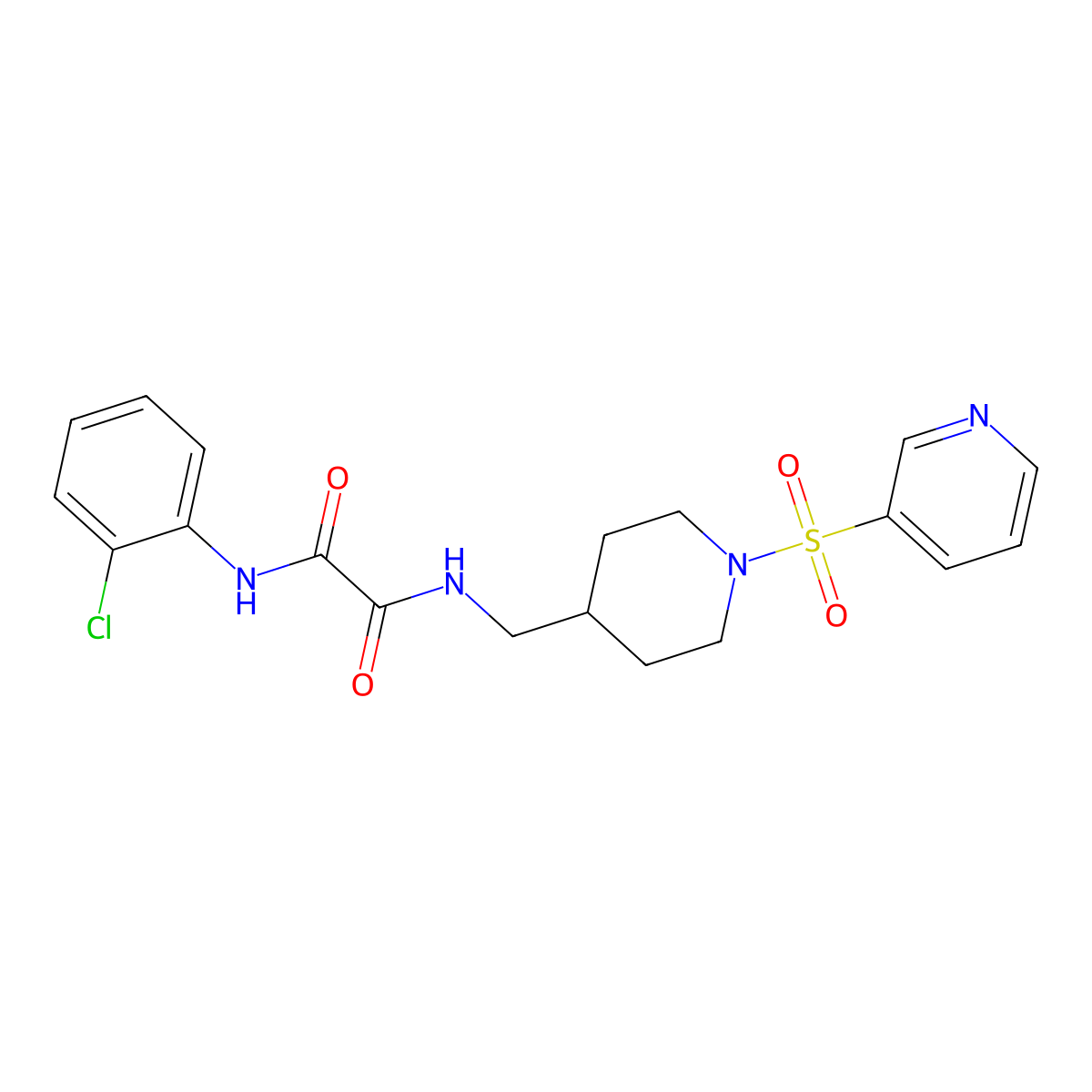 N1-(2-chlorophenyl)-N2-((1-(pyridin-3-ylsulfonyl)piperidin-4-yl)methyl)oxalamide molecular structure, CAS 1428364-90-2