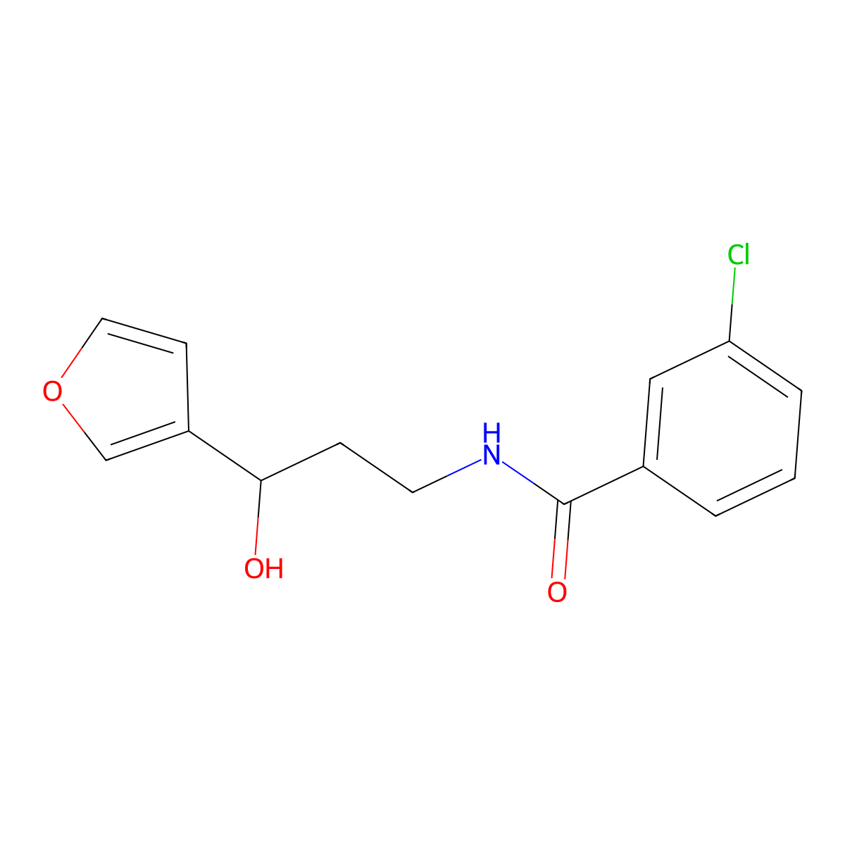 3-Chloro-N-[3-(furan-3-YL)-3-hydroxypropyl]benzamide molecular structure, CAS 1428364-93-5