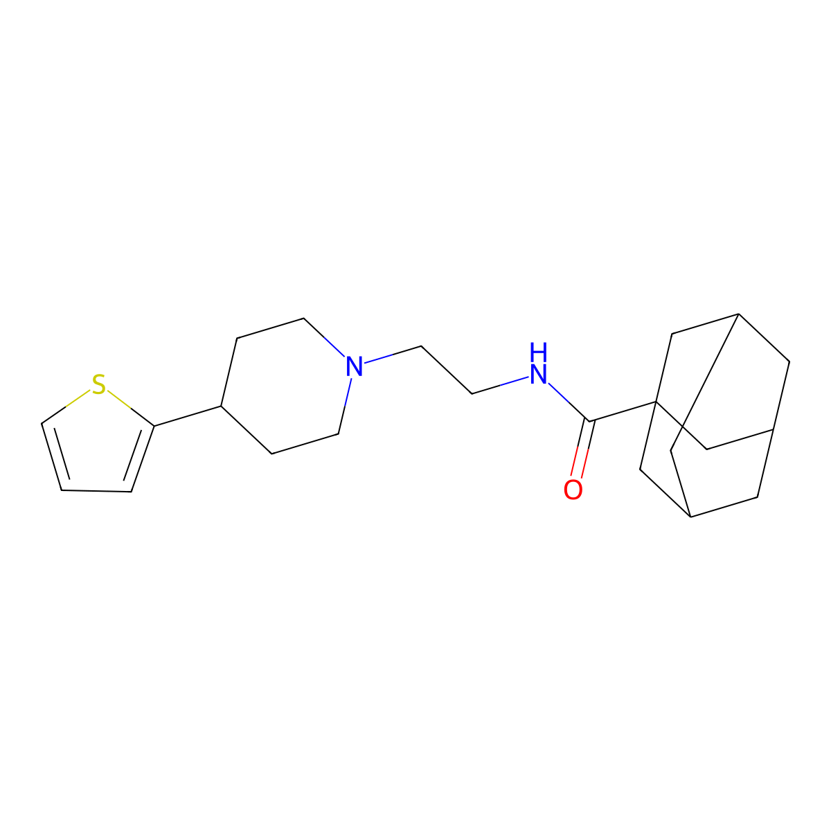 N-{2-[4-(thiophen-2-yl)piperidin-1-yl]ethyl}adamantane-1-carboxamide molecular structure, CAS 1428364-94-6