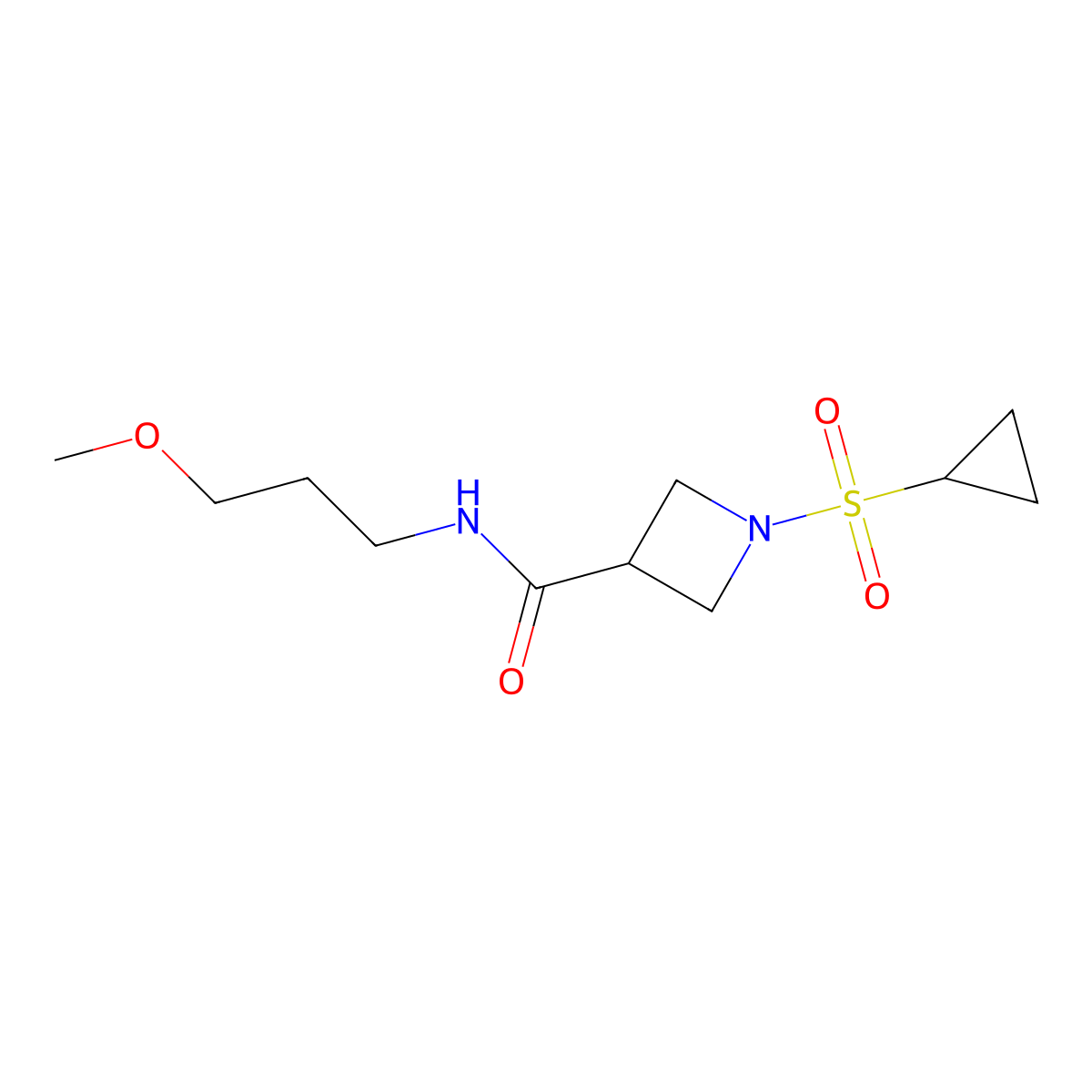 1-(cyclopropylsulfonyl)-N-(3-methoxypropyl)azetidine-3-carboxamide molecular structure, CAS 1428365-00-7