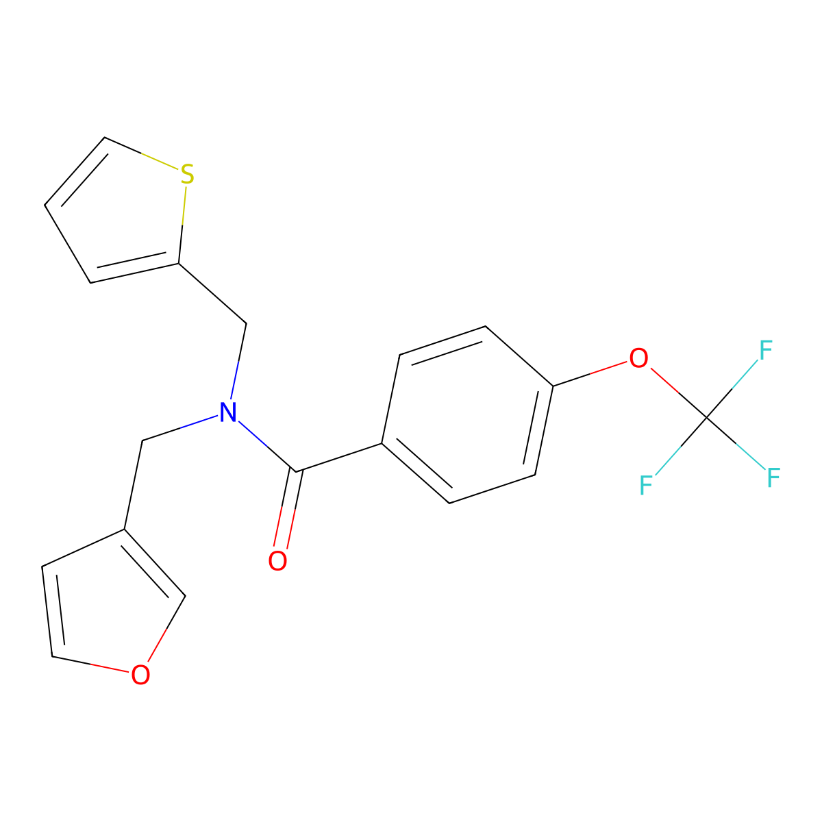 N-(furan-3-ylmethyl)-N-(thiophen-2-ylmethyl)-4-(trifluoromethoxy)benzamide molecular structure, CAS 1428365-13-2