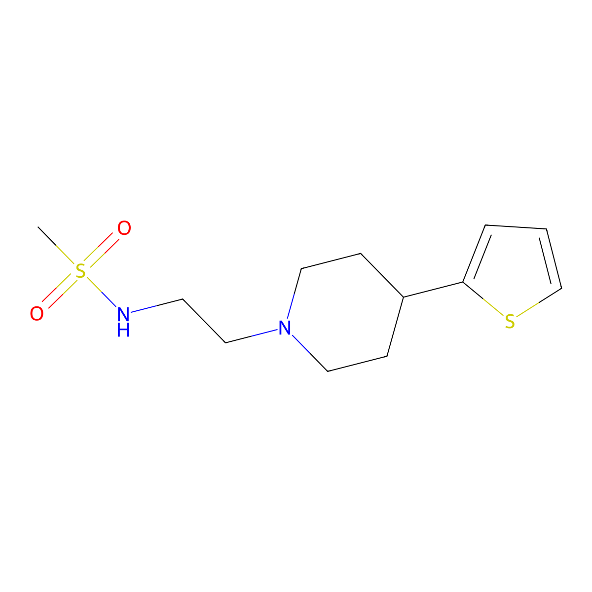N-(2-(4-(thiophen-2-yl)piperidin-1-yl)ethyl)methanesulfonamide molecular structure, CAS 1428365-14-3