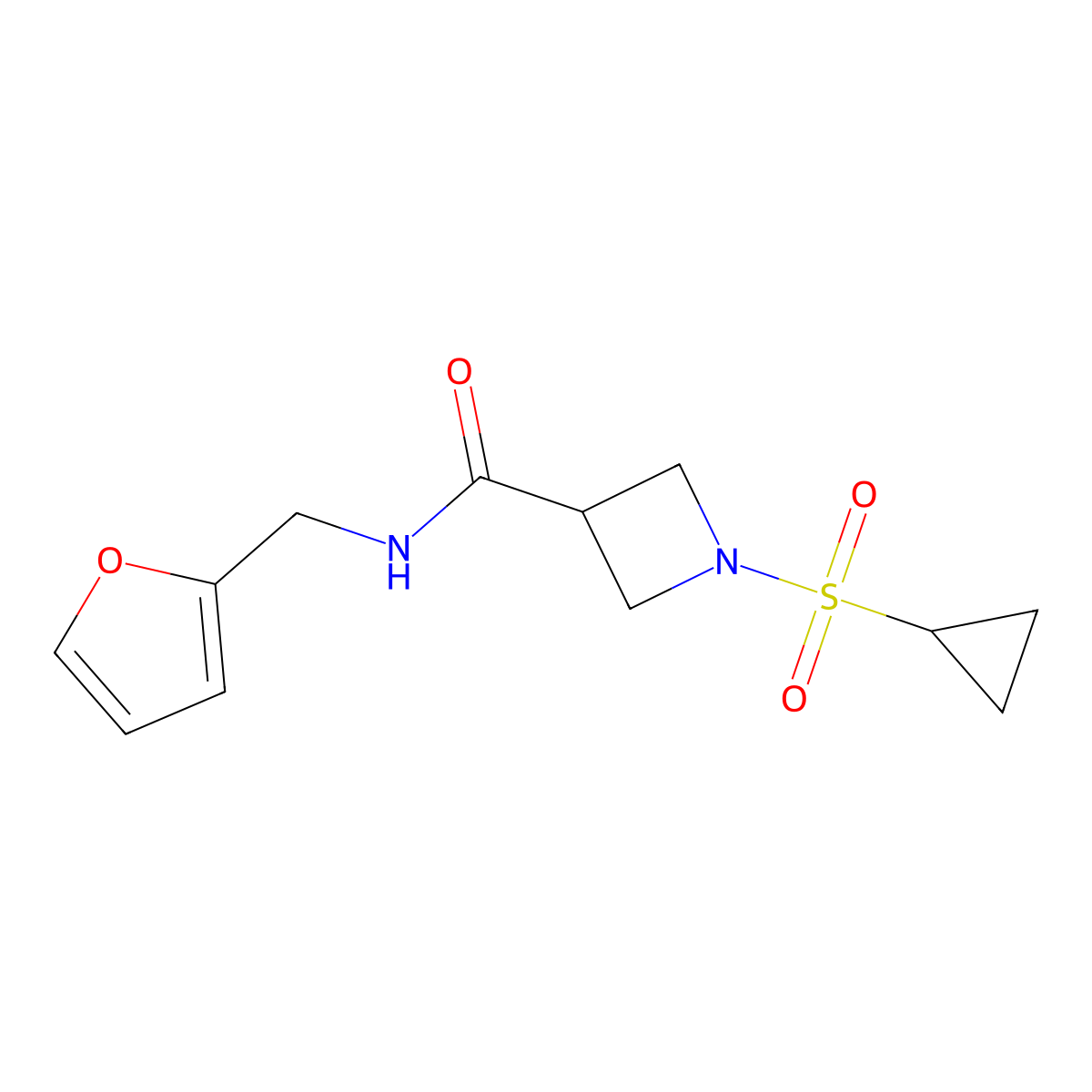 1-(cyclopropylsulfonyl)-N-(furan-2-ylmethyl)azetidine-3-carboxamide molecular structure, CAS 1428365-16-5