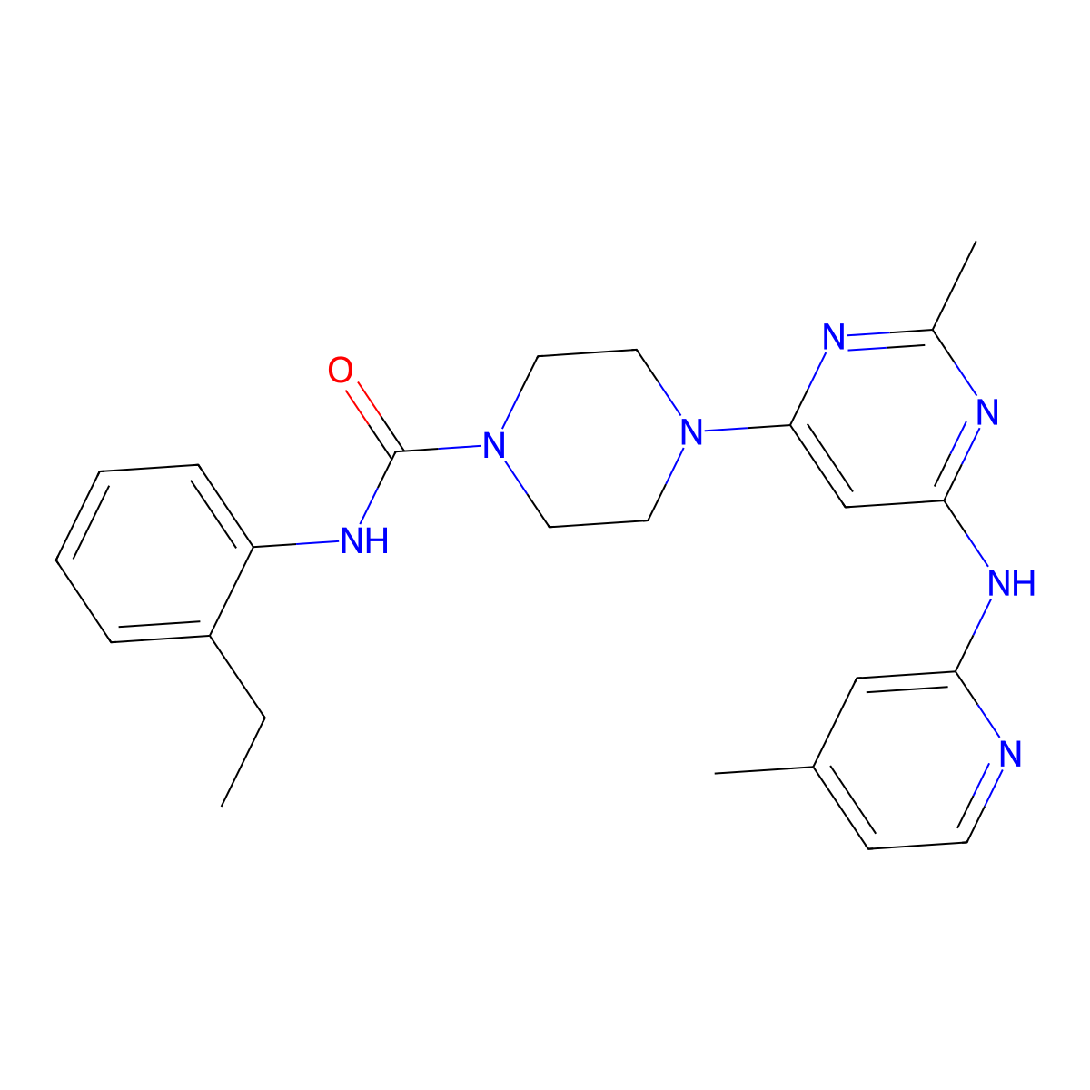 N-(2-Ethylphenyl)-4-{2-methyl-6-[(4-methylpyridin-2-YL)amino]pyrimidin-4-YL}piperazine-1-carboxamide molecular structure, CAS 1428365-24-5