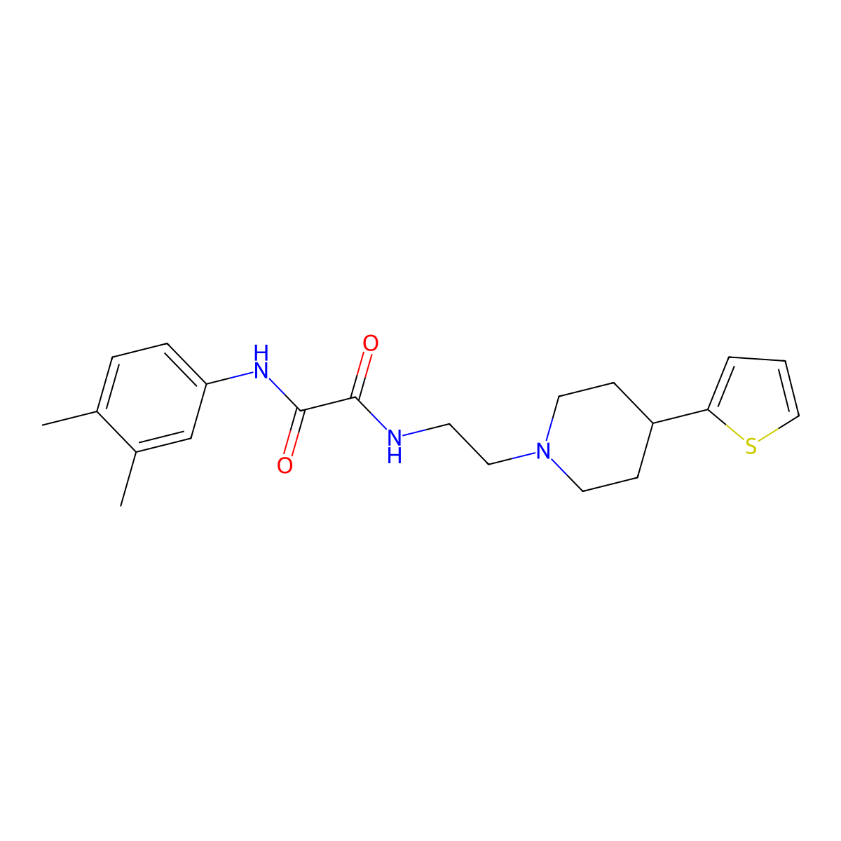 N1-(3,4-dimethylphenyl)-N2-(2-(4-(thiophen-2-yl)piperidin-1-yl)ethyl)oxalamide molecular structure, CAS 1428365-31-4