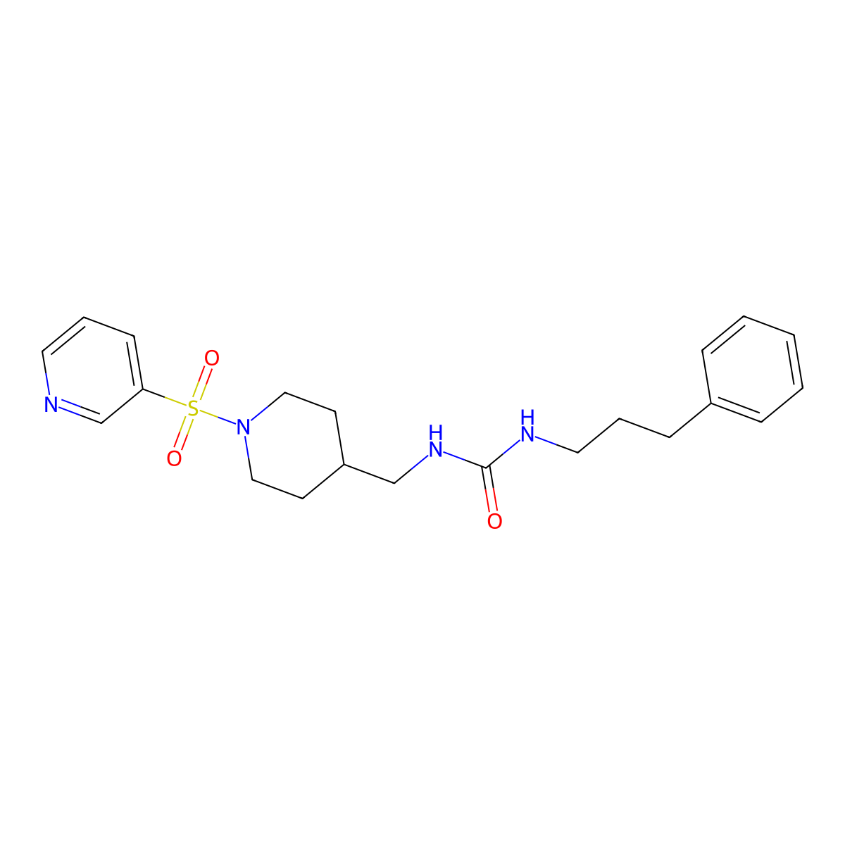 1-(3-Phenylpropyl)-3-((1-(pyridin-3-ylsulfonyl)piperidin-4-yl)methyl)urea molecular structure, CAS 1428365-33-6