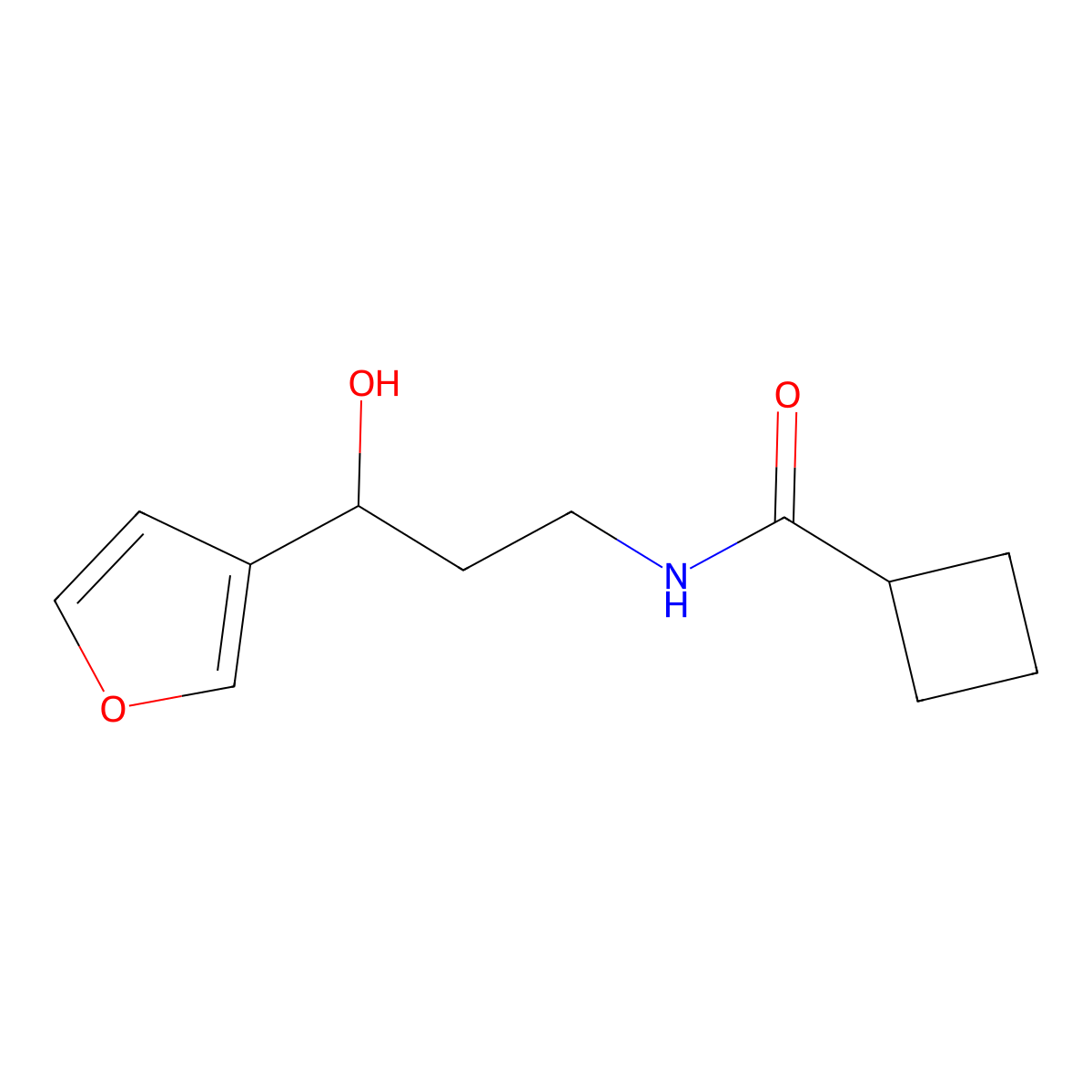 N-[3-(Furan-3-YL)-3-hydroxypropyl]cyclobutanecarboxamide molecular structure, CAS 1428365-34-7