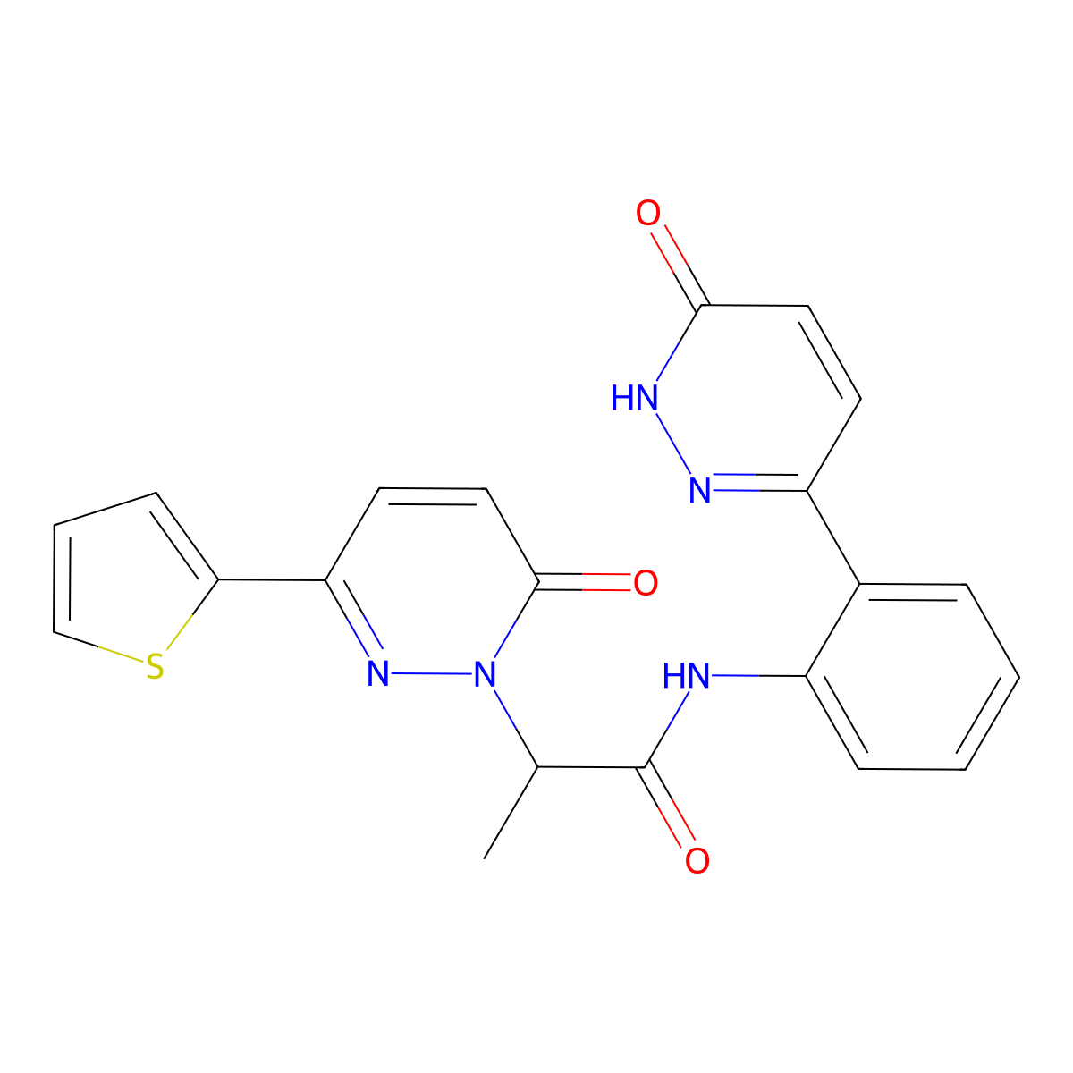 N-(2-(6-oxo-1,6-dihydropyridazin-3-yl)phenyl)-2-(6-oxo-3-(thiophen-2-yl)pyridazin-1(6H)-yl)propanamide molecular structure, CAS 1428365-35-8