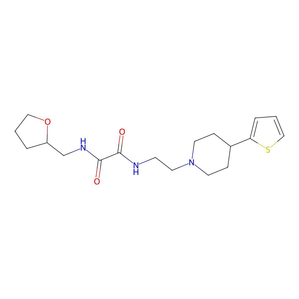 N1-((tetrahydrofuran-2-yl)methyl)-N2-(2-(4-(thiophen-2-yl)piperidin-1-yl)ethyl)oxalamide molecular structure, CAS 1428365-38-1