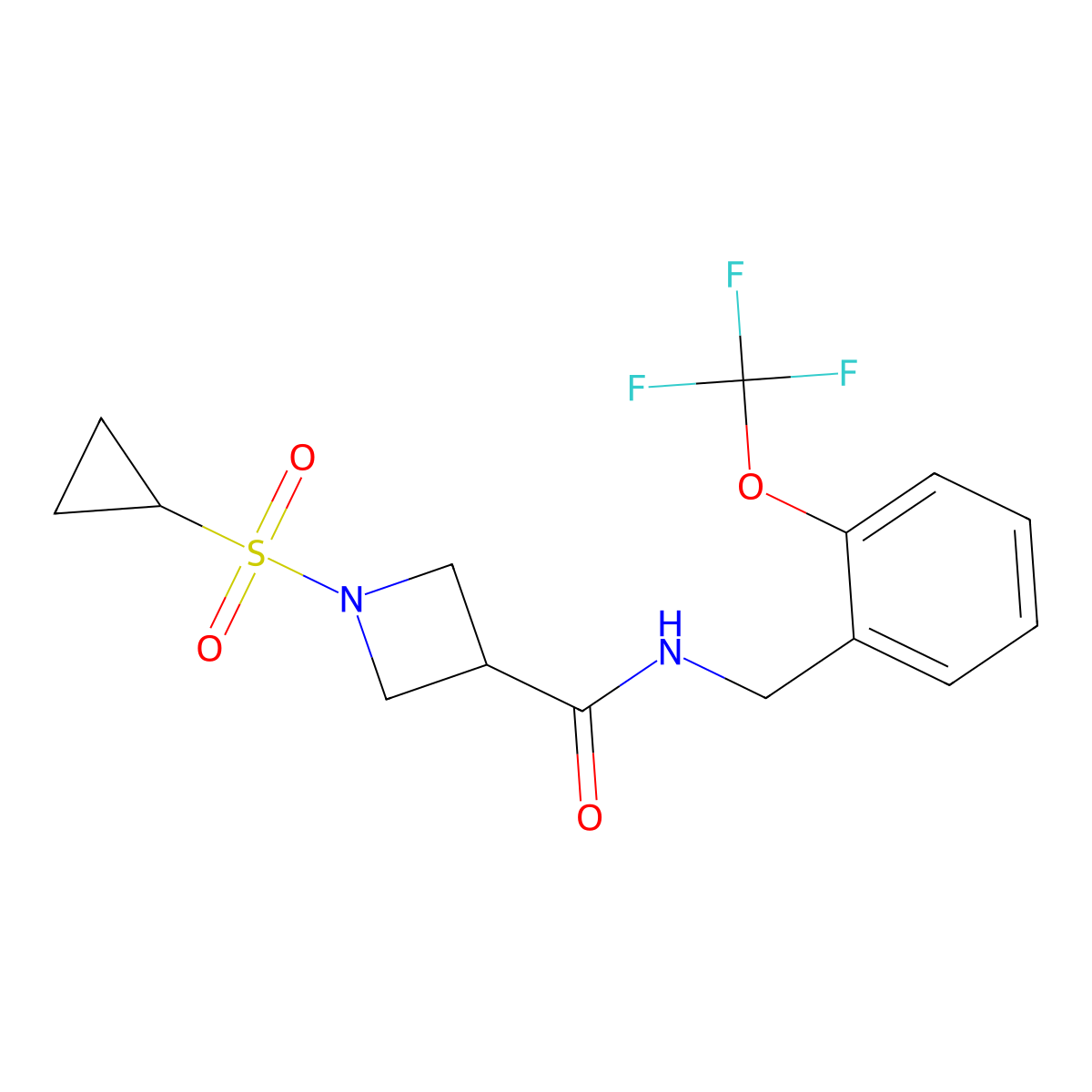 1-(cyclopropylsulfonyl)-N-(2-(trifluoromethoxy)benzyl)azetidine-3-carboxamide molecular structure, CAS 1428365-41-6