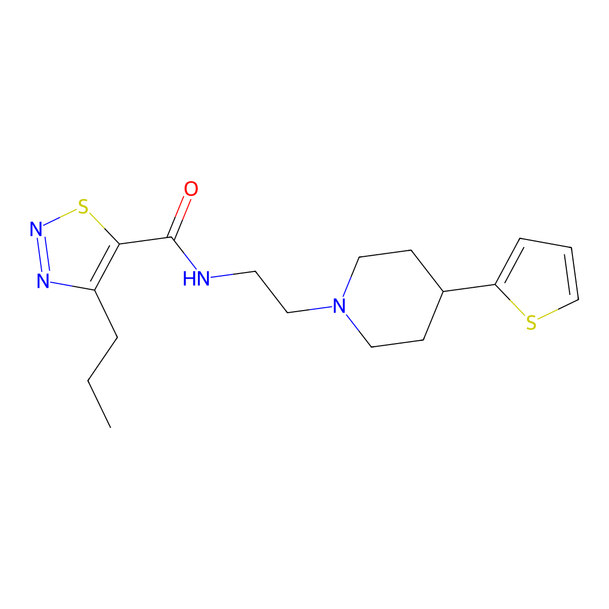 4-Propyl-N-{2-[4-(thiophen-2-YL)piperidin-1-YL]ethyl}-1,2,3-thiadiazole-5-carboxamide molecular structure, CAS 1428365-42-7
