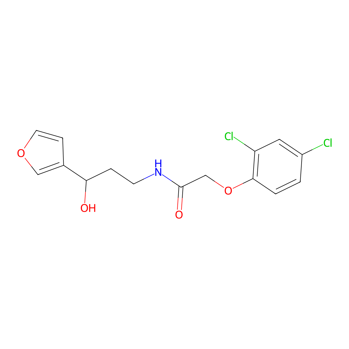 2-(2,4-Dichlorophenoxy)-N-[3-(furan-3-YL)-3-hydroxypropyl]acetamide molecular structure, CAS 1428365-43-8