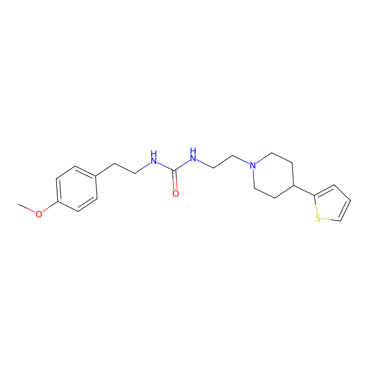 1-[2-(4-Methoxyphenyl)ethyl]-3-{2-[4-(thiophen-2-yl)piperidin-1-yl]ethyl}urea molecular structure, CAS 1428365-51-8