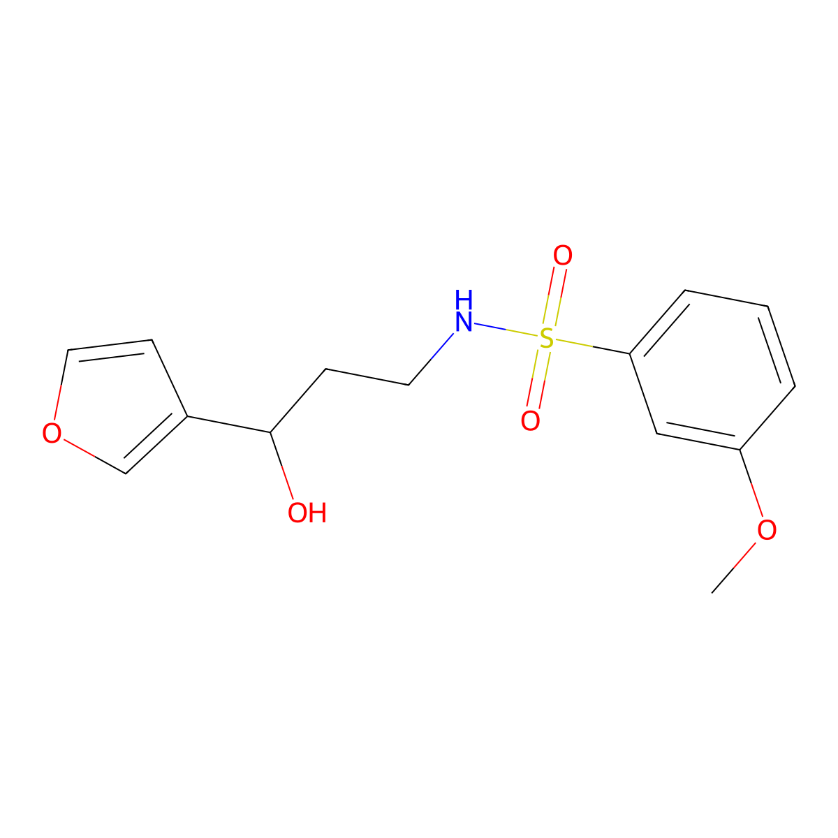 N-(3-(furan-3-yl)-3-hydroxypropyl)-3-methoxybenzenesulfonamide molecular structure, CAS 1428365-54-1
