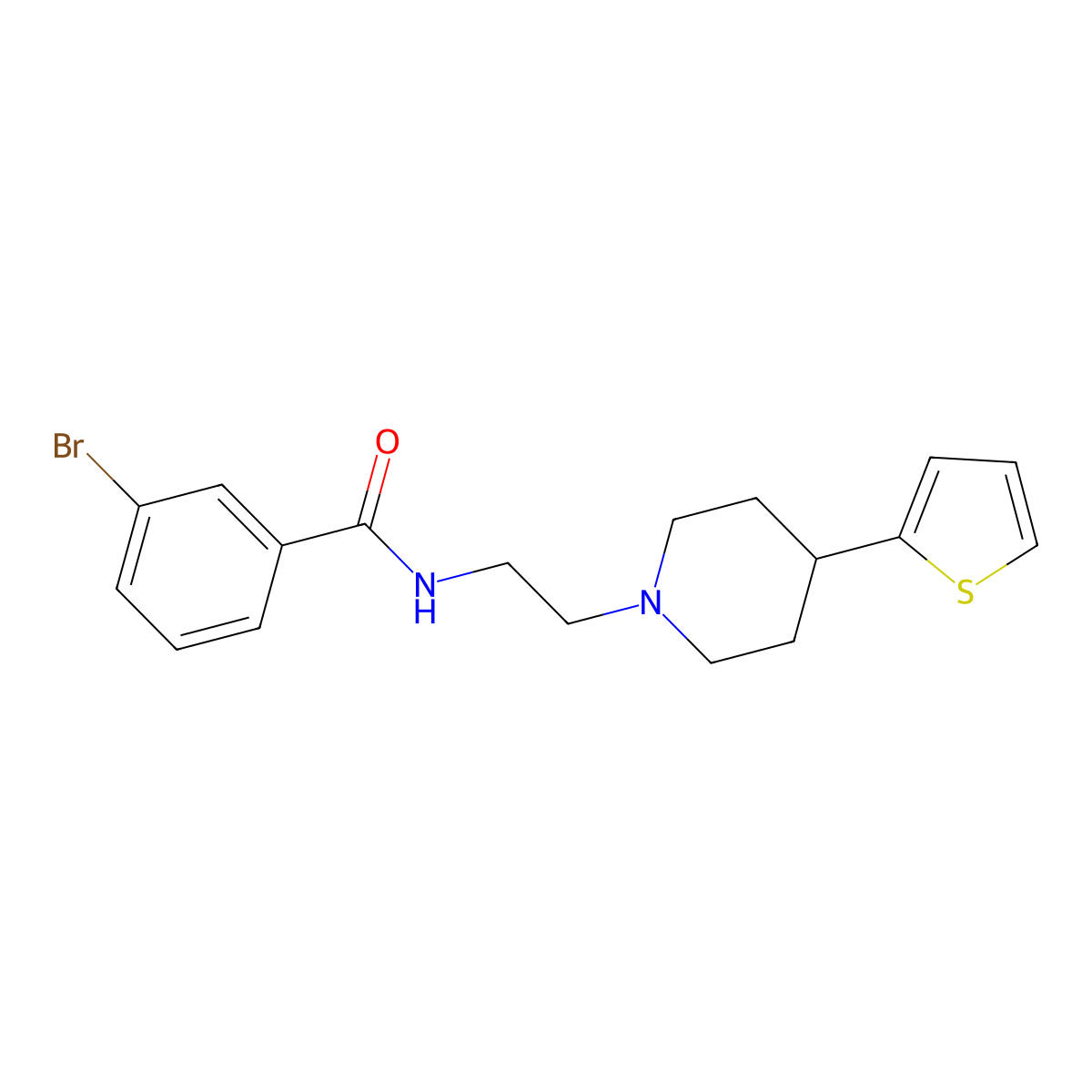 3-bromo-N-(2-(4-(thiophen-2-yl)piperidin-1-yl)ethyl)benzamide molecular structure, CAS 1428365-55-2
