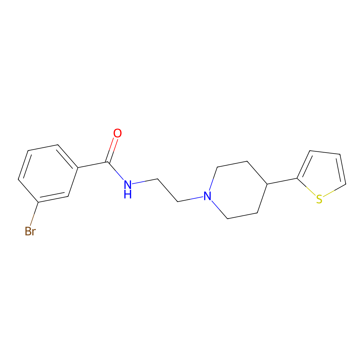 3-bromo-N-(2-(4-(thiophen-2-yl)piperidin-1-yl)ethyl)benzamide molecular structure, CAS 1428365-55-2