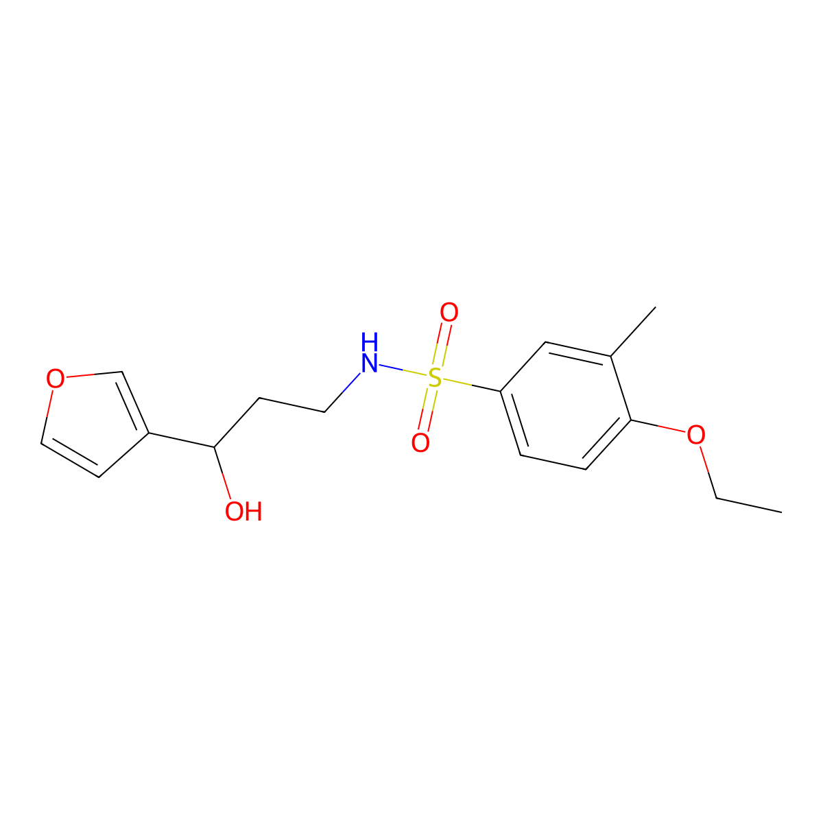 4-ethoxy-N-(3-(furan-3-yl)-3-hydroxypropyl)-3-methylbenzenesulfonamide molecular structure, CAS 1428365-58-5