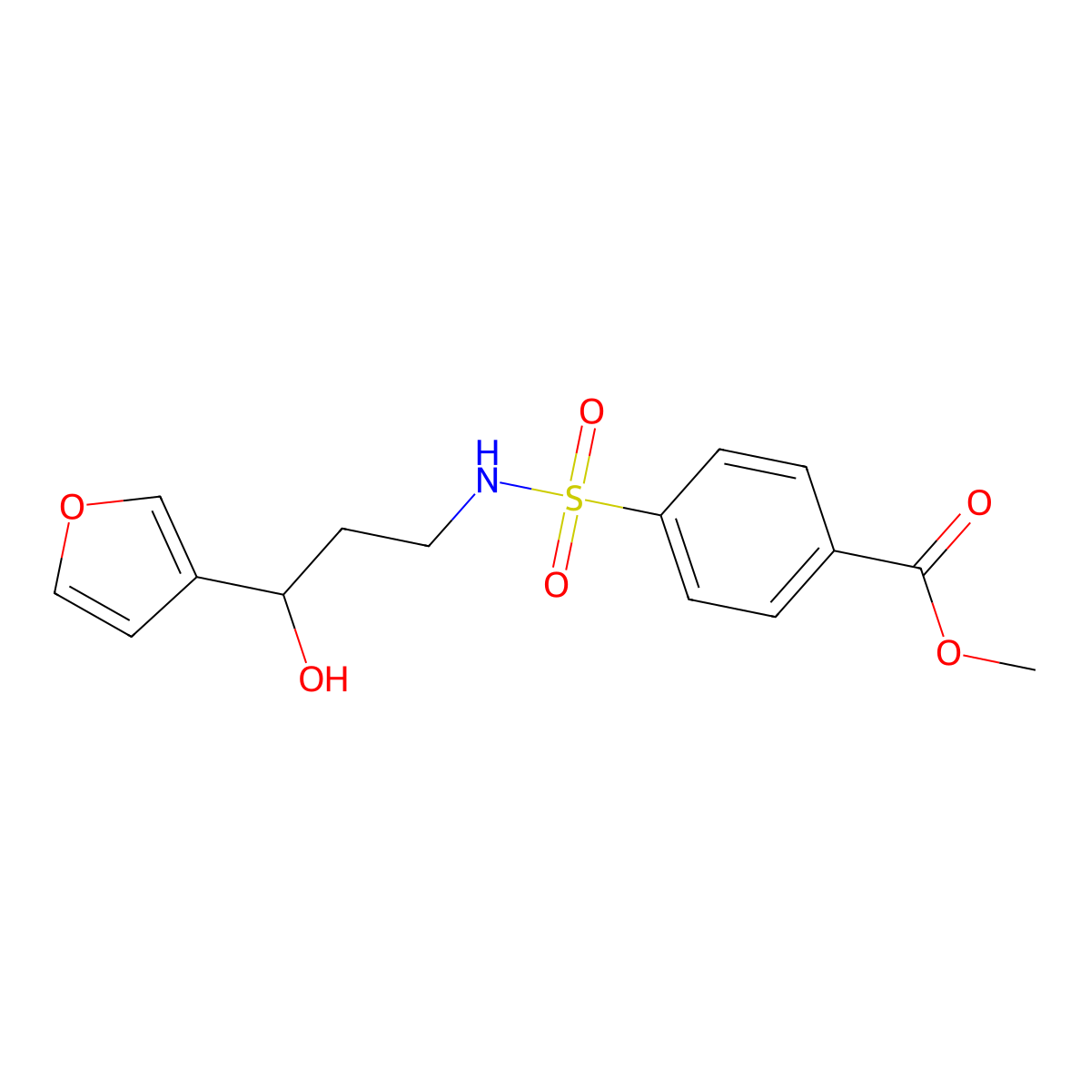 Methyl 4-{[3-(furan-3-YL)-3-hydroxypropyl]sulfamoyl}benzoate molecular structure, CAS 1428365-63-2