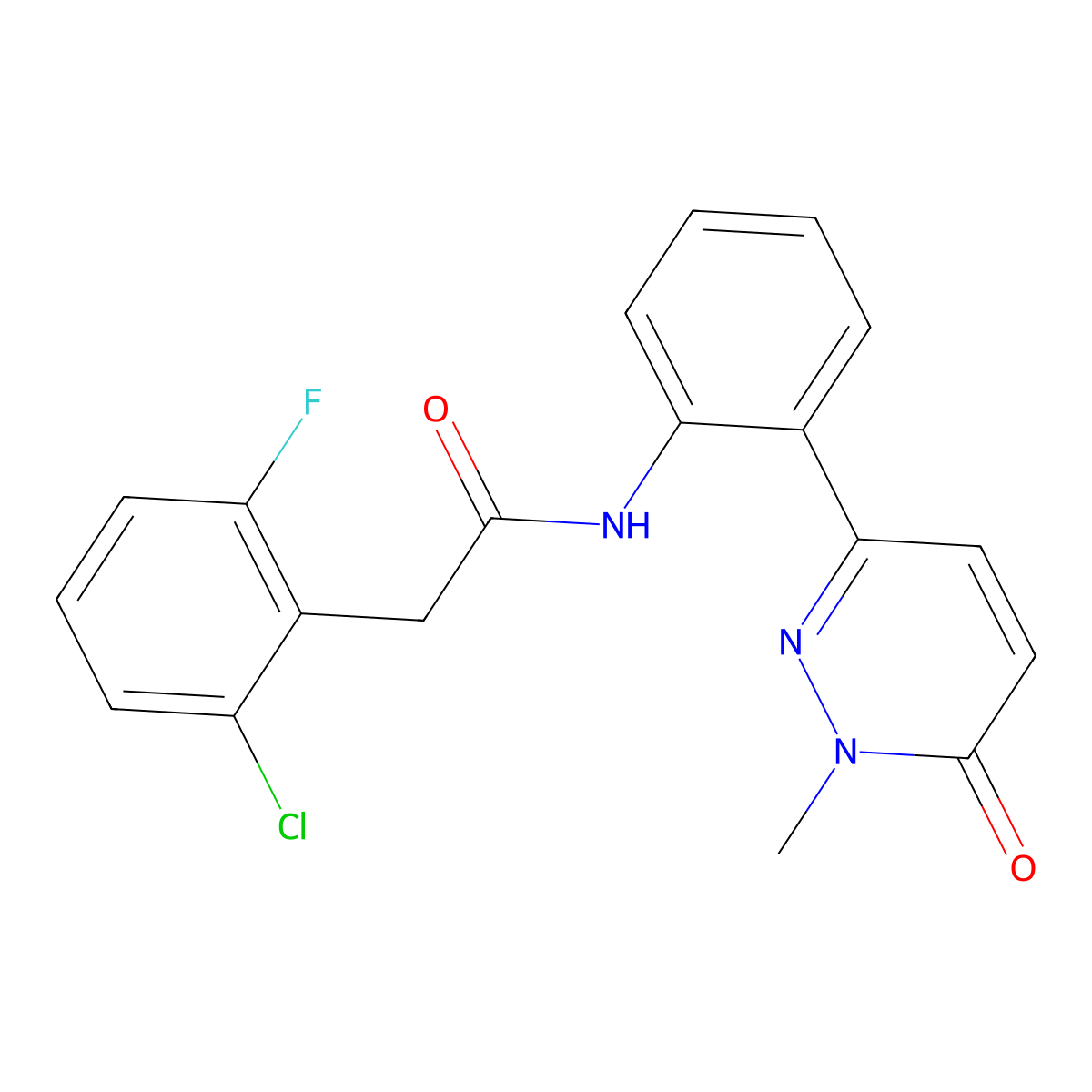 2-(2-chloro-6-fluorophenyl)-N-[2-(1-methyl-6-oxo-1,6-dihydropyridazin-3-yl)phenyl]acetamide molecular structure, CAS 1428365-65-4