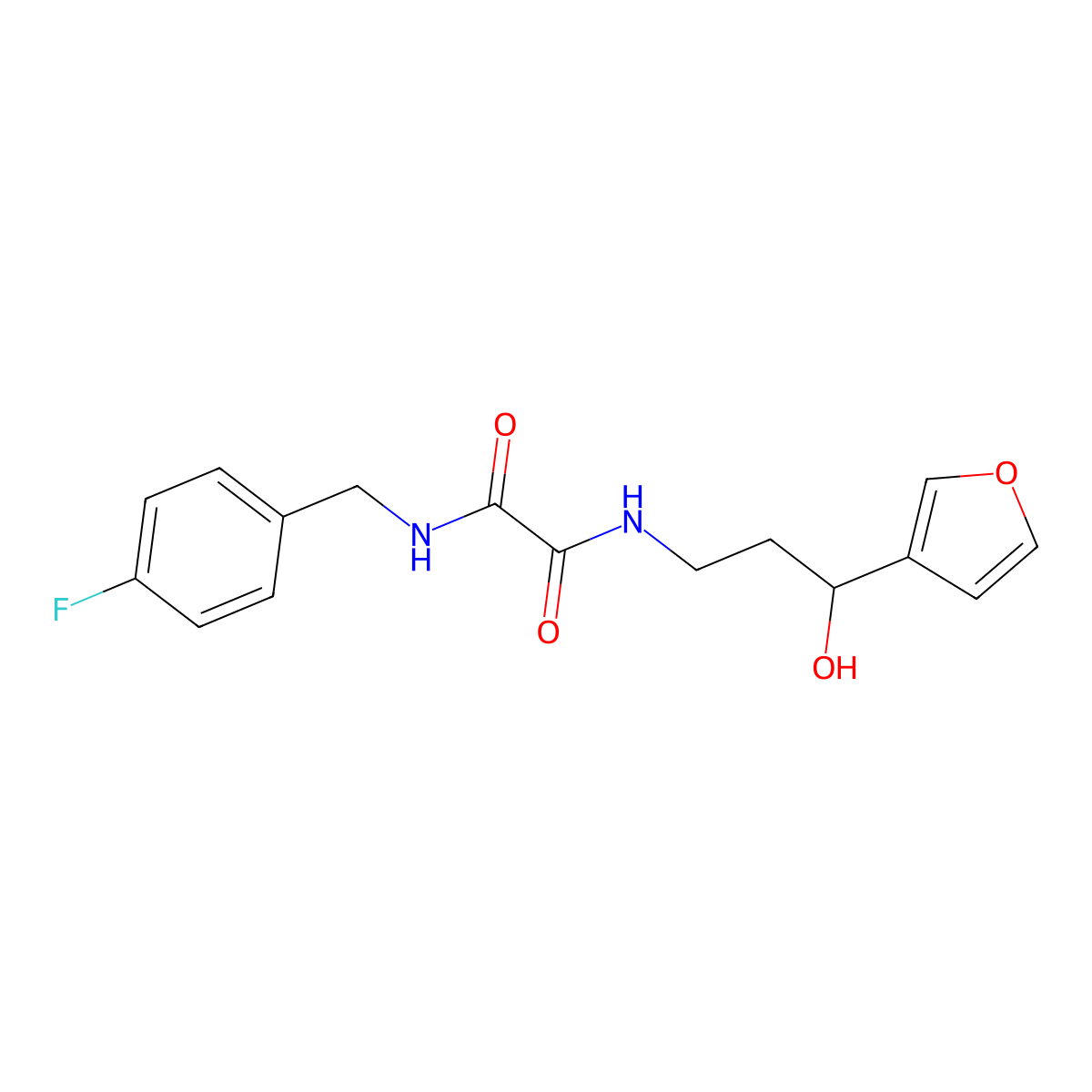 N1-(4-fluorobenzyl)-N2-(3-(furan-3-yl)-3-hydroxypropyl)oxalamide molecular structure, CAS 1428365-67-6