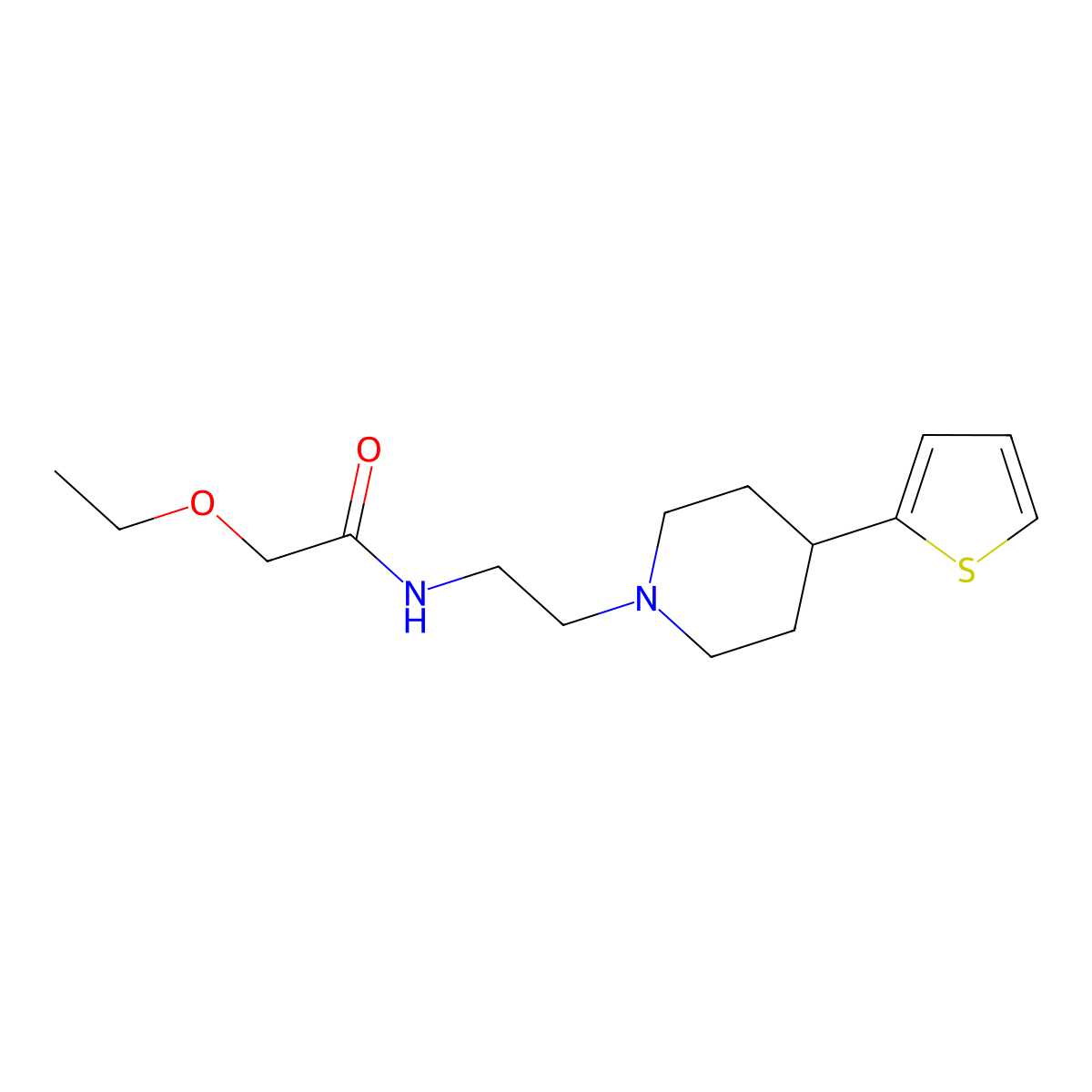 2-ethoxy-N-(2-(4-(thiophen-2-yl)piperidin-1-yl)ethyl)acetamide molecular structure, CAS 1428365-71-2
