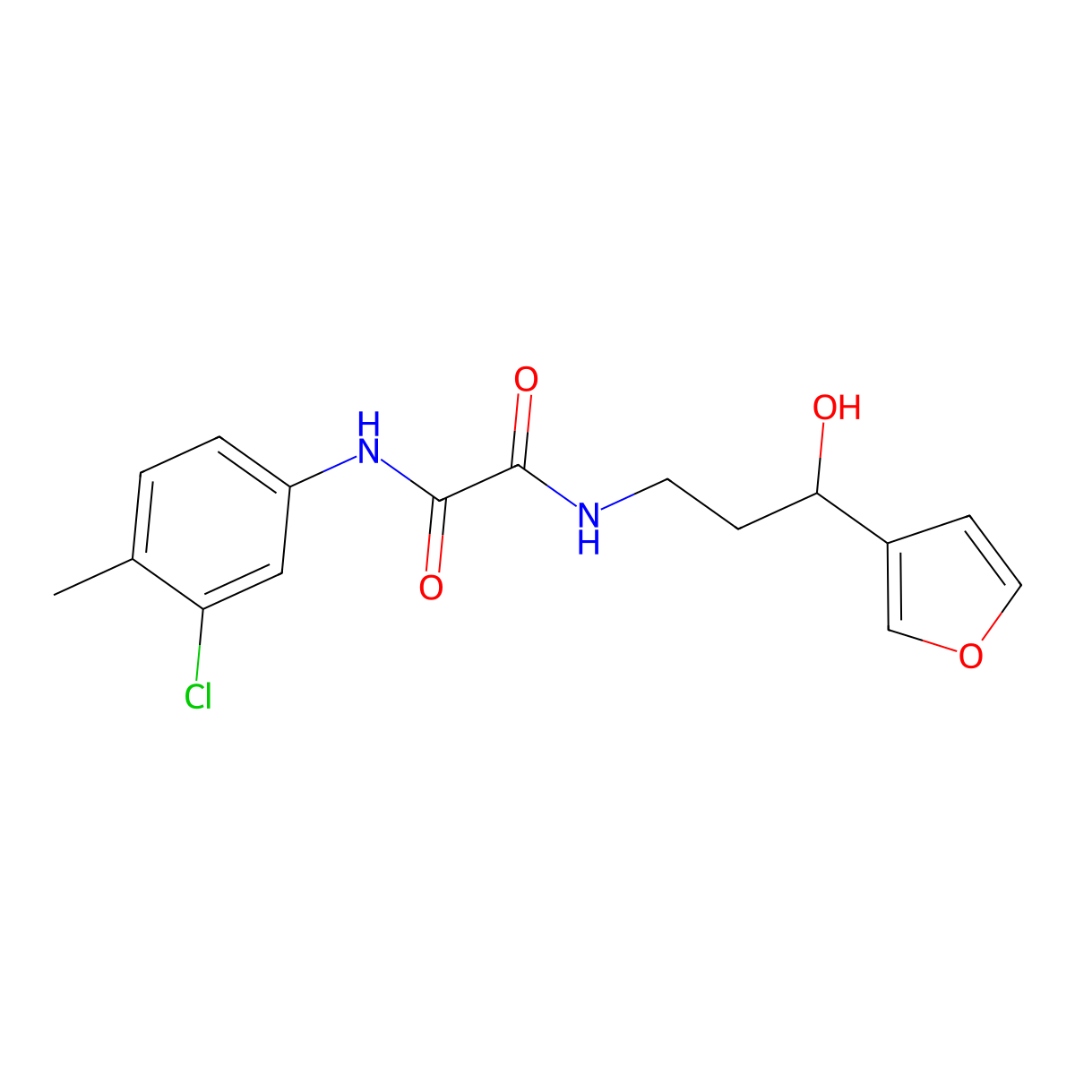 N1-(3-chloro-4-methylphenyl)-N2-(3-(furan-3-yl)-3-hydroxypropyl)oxalamide molecular structure, CAS 1428365-72-3