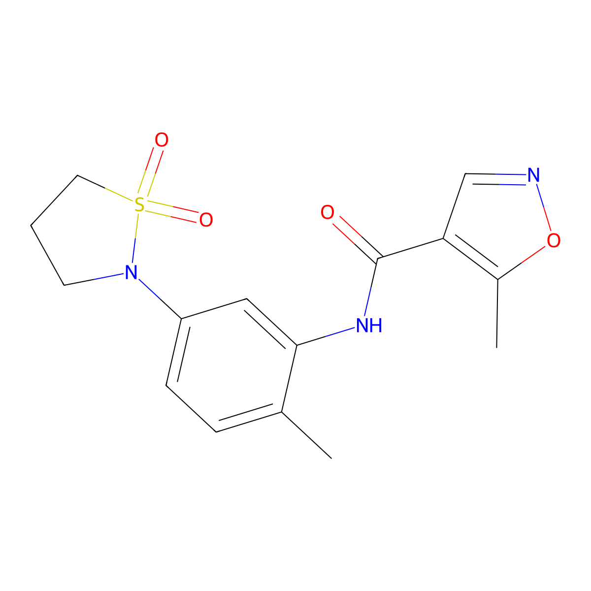 N-(5-(1,1-dioxidoisothiazolidin-2-yl)-2-methylphenyl)-5-methylisoxazole-4-carboxamide molecular structure, CAS 1428365-87-0