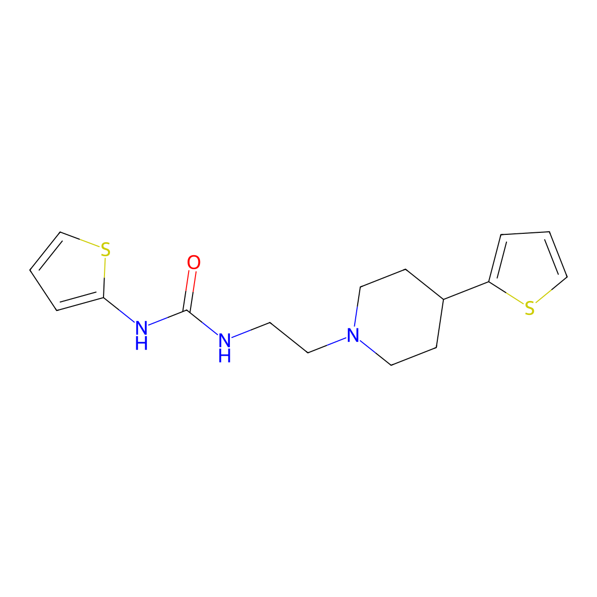 1-(Thiophen-2-yl)-3-(2-(4-(thiophen-2-yl)piperidin-1-yl)ethyl)urea molecular structure, CAS 1428365-90-5