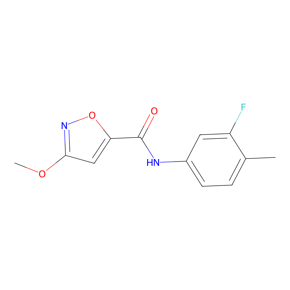 N-(3-fluoro-4-methylphenyl)-3-methoxyisoxazole-5-carboxamide molecular structure, CAS 1428365-92-7