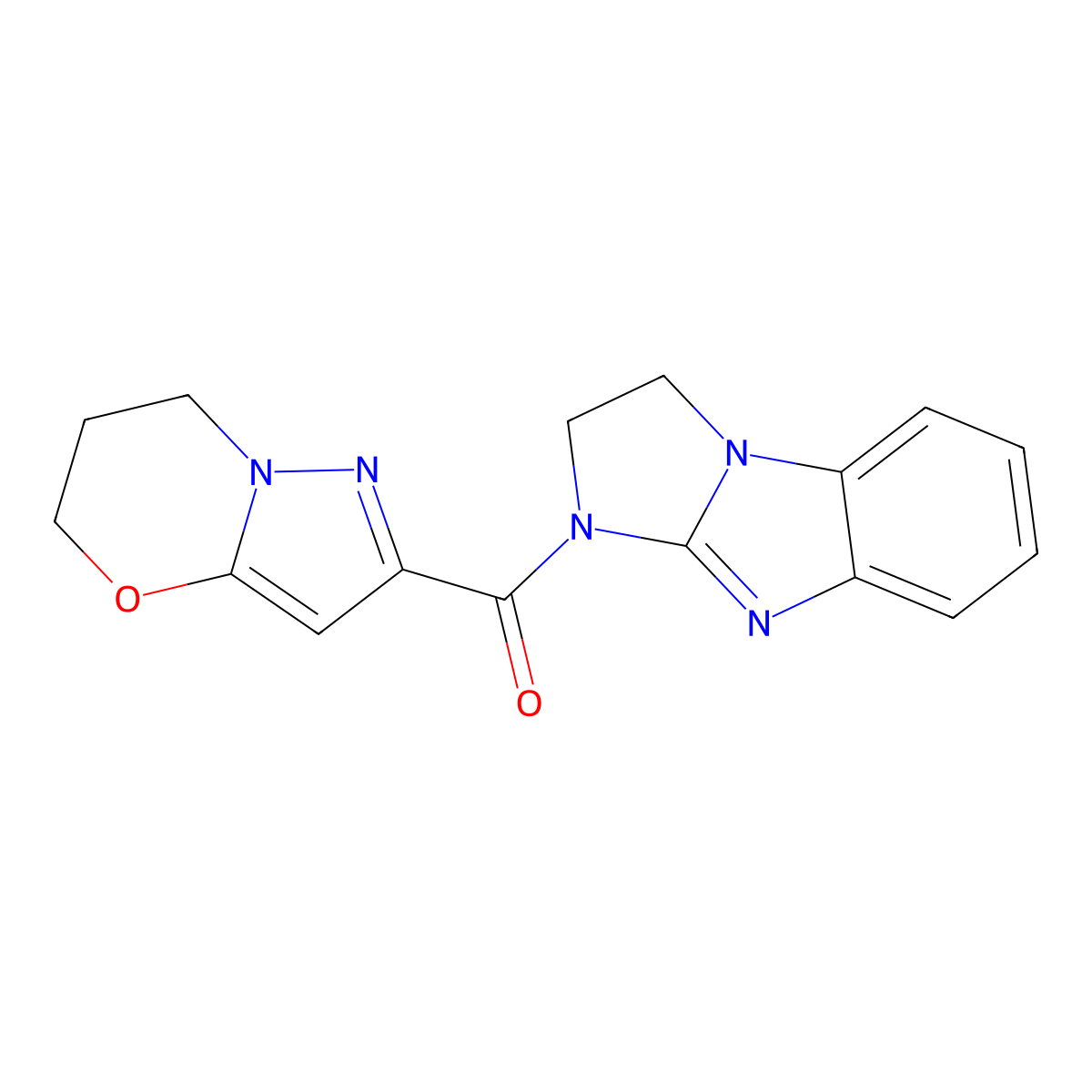 5-{5H,6H,7H-pyrazolo[3,2-b][1,3]oxazine-2-carbonyl}-2,5,7-triazatricyclo[6.4.0.0^{2,6}]dodeca-1(8),6,9,11-tetraene molecular structure, CAS 1428365-97-2