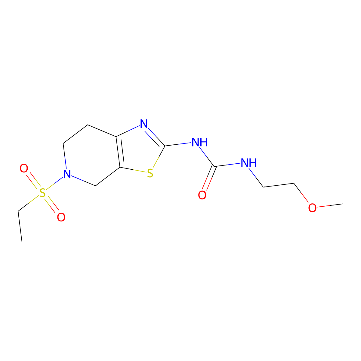 1-(5-(Ethylsulfonyl)-4,5,6,7-tetrahydrothiazolo[5,4-c]pyridin-2-yl)-3-(2-methoxyethyl)urea molecular structure, CAS 1428366-08-8
