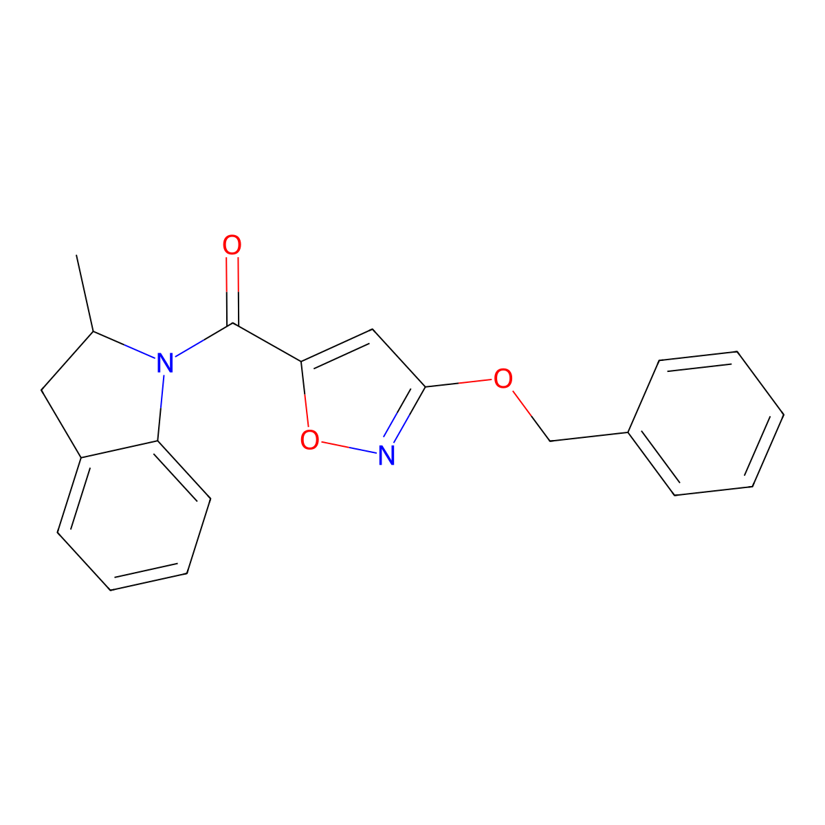 (3-(Benzyloxy)isoxazol-5-yl)(2-methylindolin-1-yl)methanone molecular structure, CAS 1428366-17-9