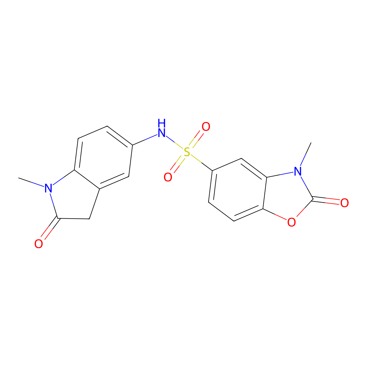 3-methyl-N-(1-methyl-2-oxoindolin-5-yl)-2-oxo-2,3-dihydrobenzo[d]oxazole-5-sulfonamide molecular structure, CAS 1428366-19-1