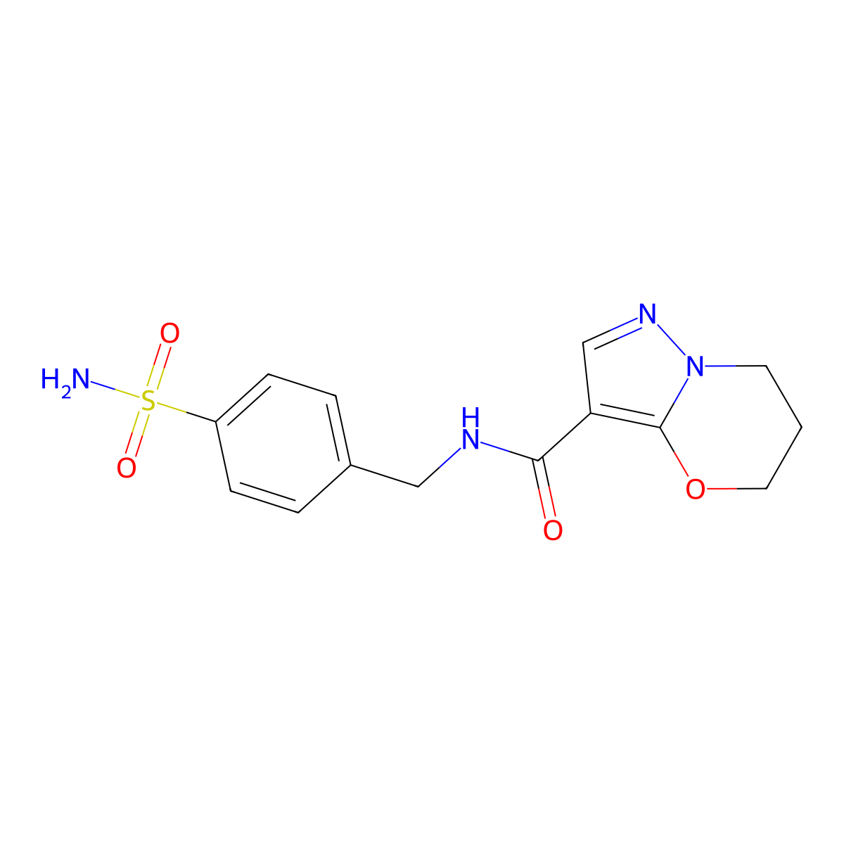 N-(4-sulfamoylbenzyl)-6,7-dihydro-5H-pyrazolo[5,1-b][1,3]oxazine-3-carboxamide molecular structure, CAS 1428366-34-0