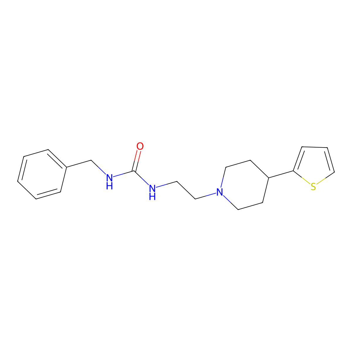 1-Benzyl-3-{2-[4-(thiophen-2-yl)piperidin-1-yl]ethyl}urea molecular structure, CAS 1428366-39-5