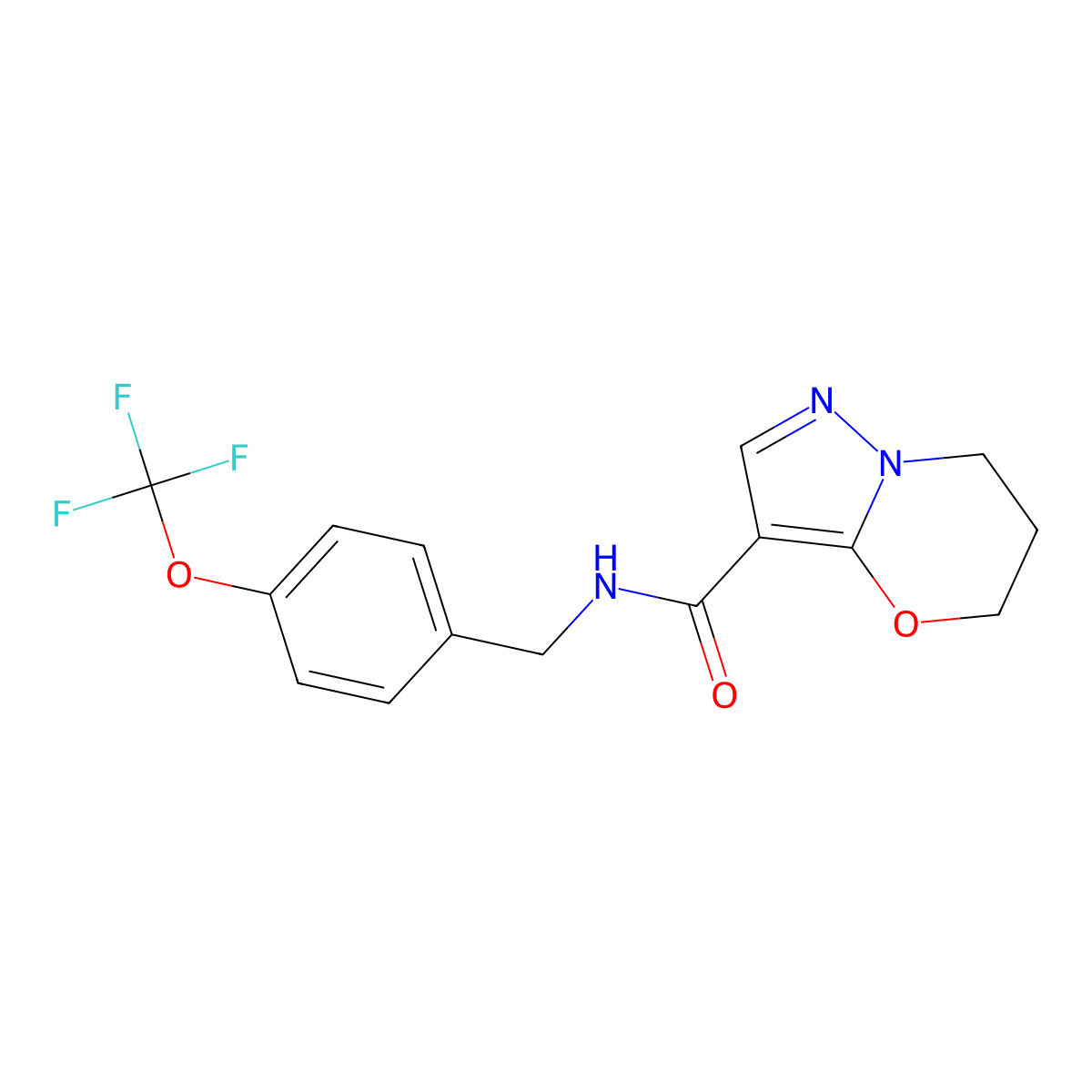 N-(4-(trifluoromethoxy)benzyl)-6,7-dihydro-5H-pyrazolo[5,1-b][1,3]oxazine-3-carboxamide molecular structure, CAS 1428366-49-7