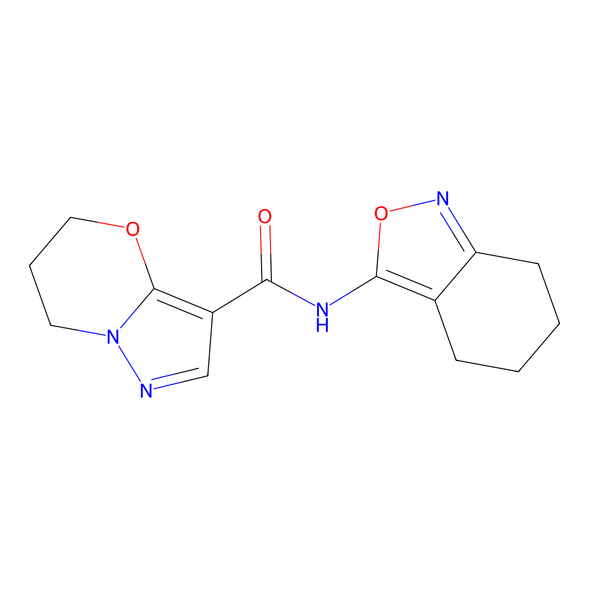 N-(4,5,6,7-tetrahydrobenzo[c]isoxazol-3-yl)-6,7-dihydro-5H-pyrazolo[5,1-b][1,3]oxazine-3-carboxamide molecular structure, CAS 1428366-52-2