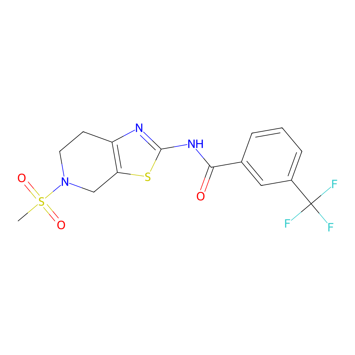 N-(5-(methylsulfonyl)-4,5,6,7-tetrahydrothiazolo[5,4-c]pyridin-2-yl)-3-(trifluoromethyl)benzamide molecular structure, CAS 1428366-62-4