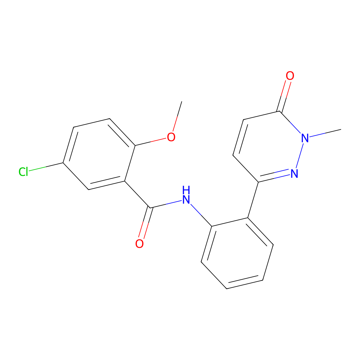 5-chloro-2-methoxy-N-[2-(1-methyl-6-oxo-1,6-dihydropyridazin-3-yl)phenyl]benzamide molecular structure, CAS 1428366-71-5