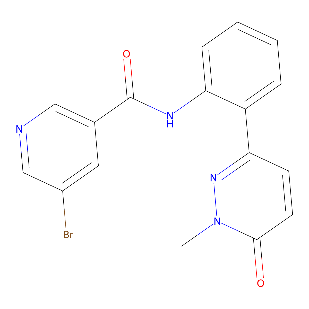 5-bromo-N-(2-(1-methyl-6-oxo-1,6-dihydropyridazin-3-yl)phenyl)nicotinamide molecular structure, CAS 1428366-80-6