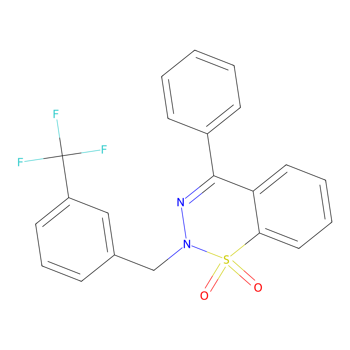 4-phenyl-2-(3-(trifluoromethyl)benzyl)-2H-benzo[e][1,2,3]thiadiazine 1,1-dioxide molecular structure, CAS 1428366-81-7