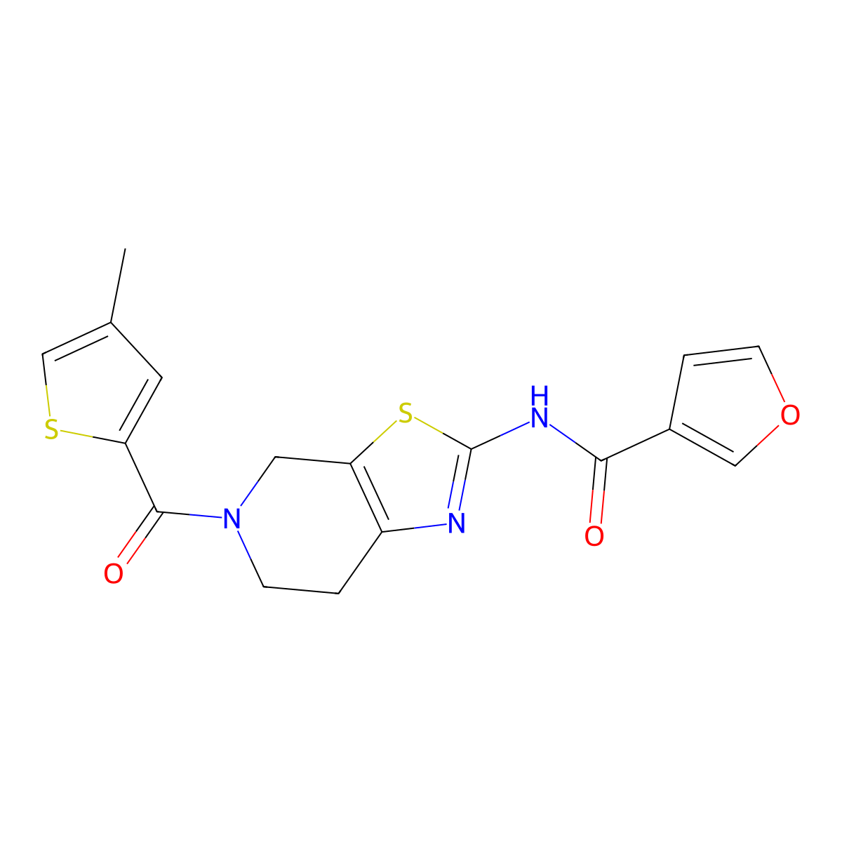 N-(5-(4-methylthiophene-2-carbonyl)-4,5,6,7-tetrahydrothiazolo[5,4-c]pyridin-2-yl)furan-3-carboxamide molecular structure, CAS 1428366-82-8