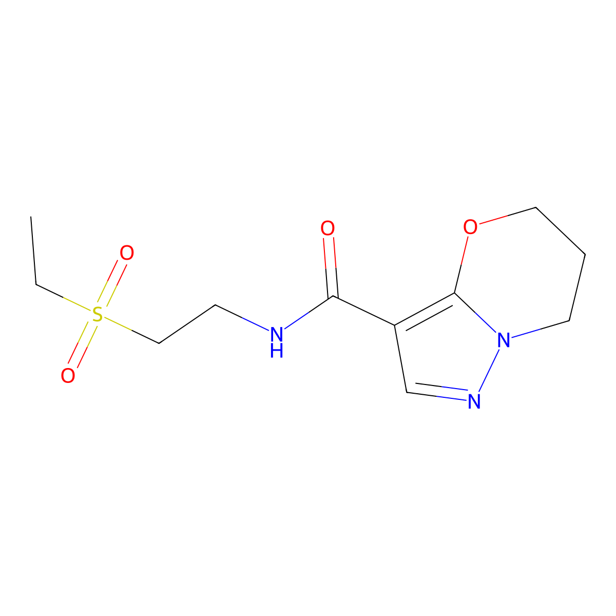N-(2-(ethylsulfonyl)ethyl)-6,7-dihydro-5H-pyrazolo[5,1-b][1,3]oxazine-3-carboxamide molecular structure, CAS 1428366-89-5