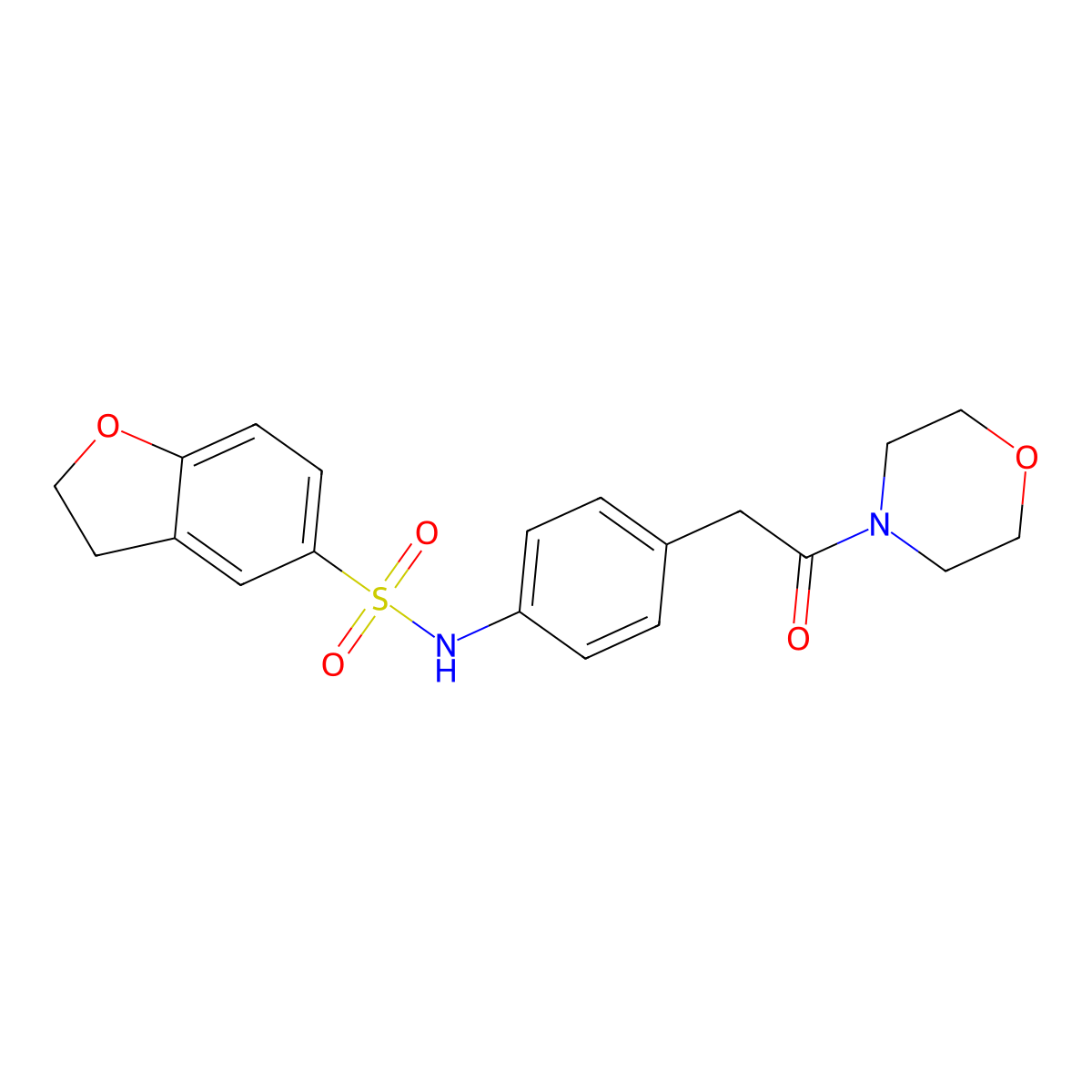 N-(4-(2-morpholino-2-oxoethyl)phenyl)-2,3-dihydrobenzofuran-5-sulfonamide molecular structure, CAS 1428366-90-8