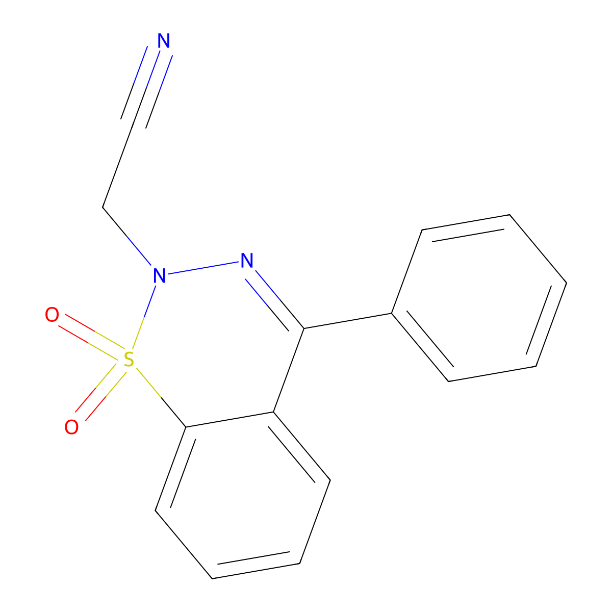 2-(1,1-dioxido-4-phenyl-2H-benzo[e][1,2,3]thiadiazin-2-yl)acetonitrile molecular structure, CAS 1428366-92-0