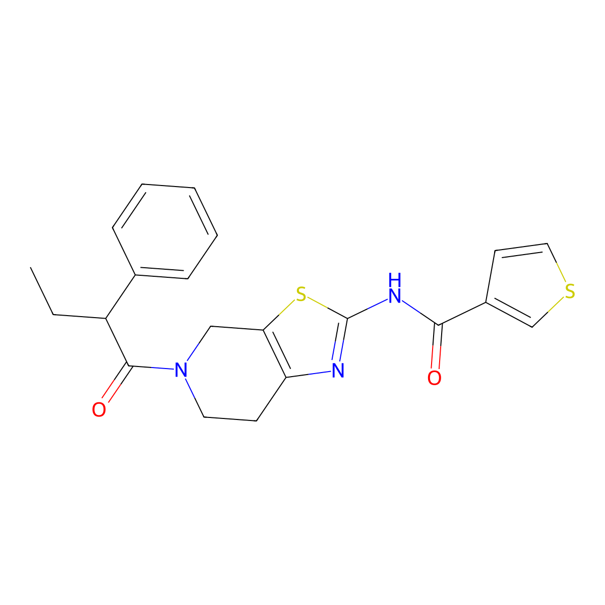 N-(5-(2-phenylbutanoyl)-4,5,6,7-tetrahydrothiazolo[5,4-c]pyridin-2-yl)thiophene-3-carboxamide molecular structure, CAS 1428367-02-5