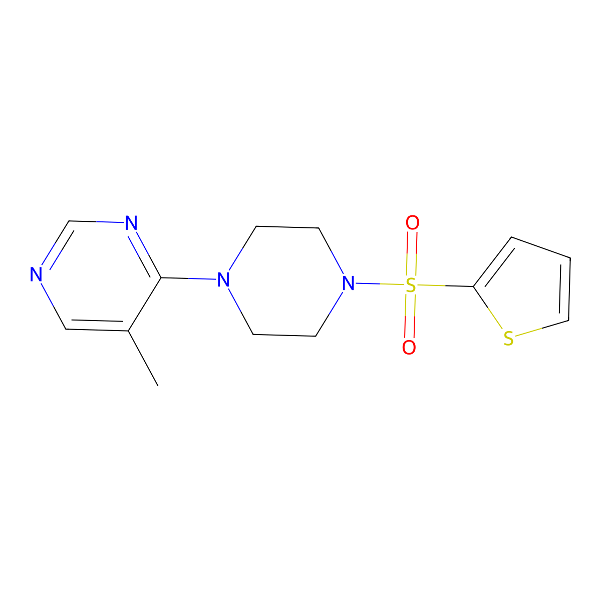 5-Methyl-4-(4-(thiophen-2-ylsulfonyl)piperazin-1-yl)pyrimidine molecular structure, CAS 1428367-05-8